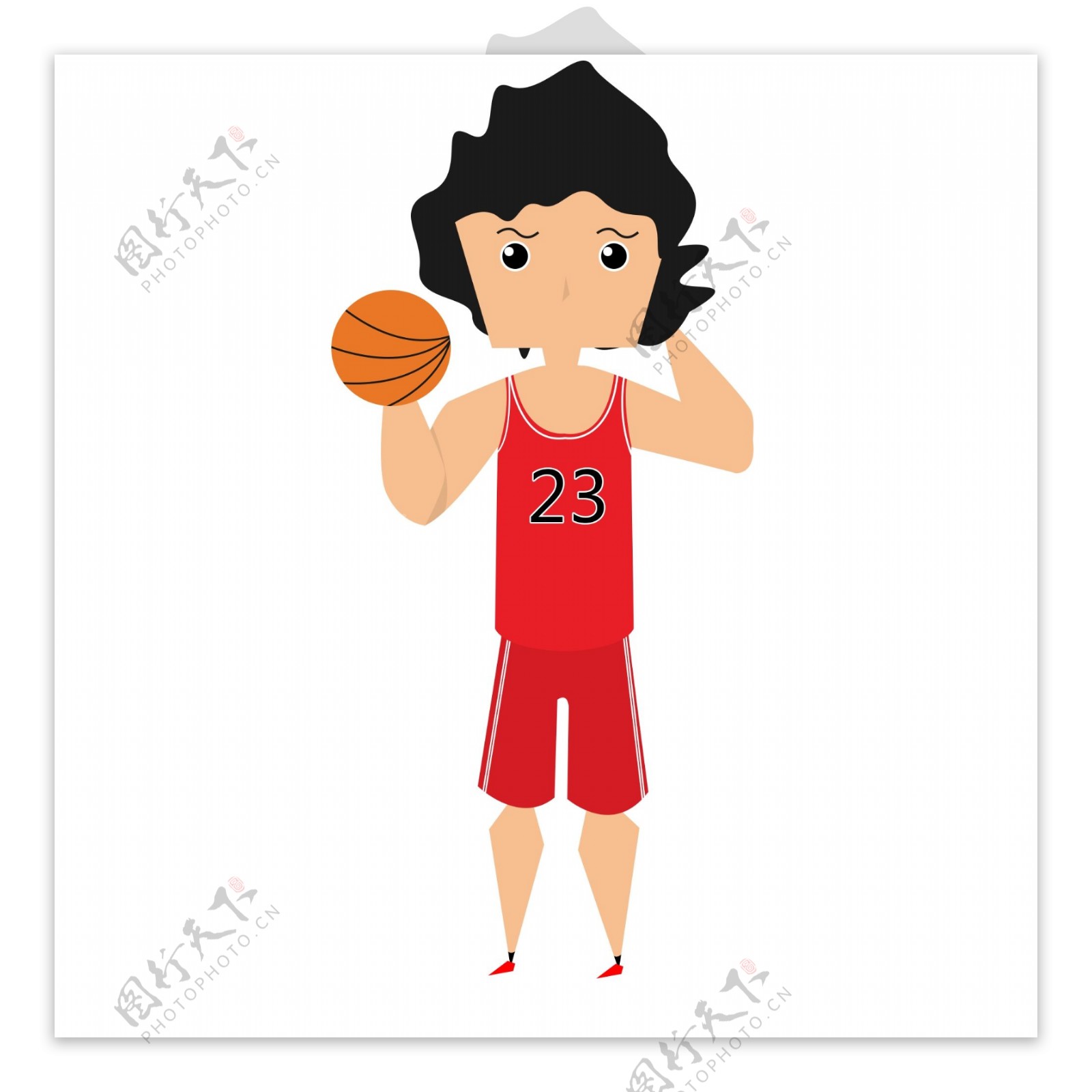 人物运动之红色运动服篮球23号可爱卡通风