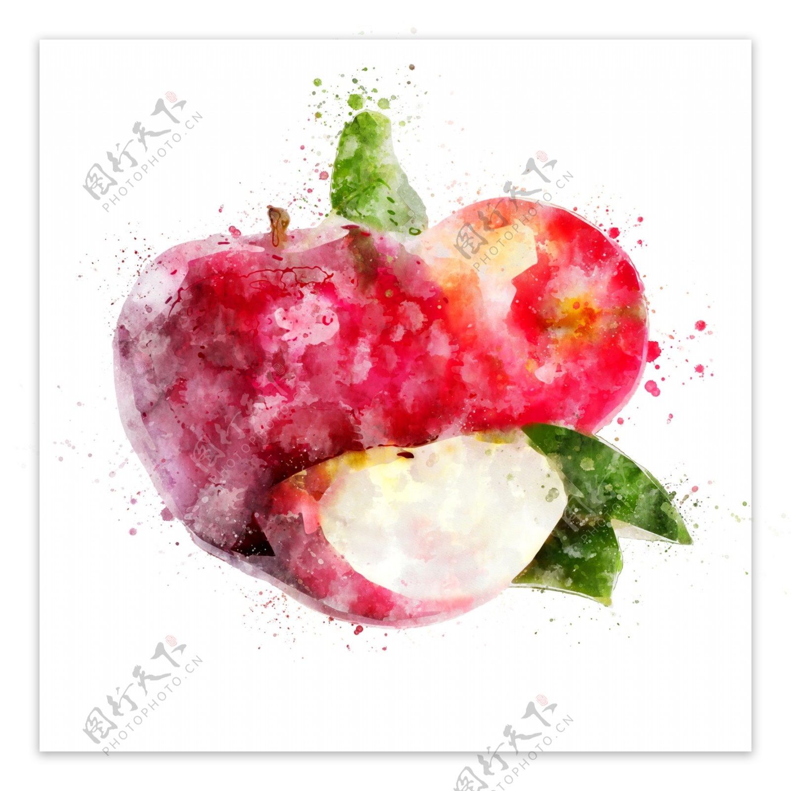 水果苹果清新水彩手绘元素