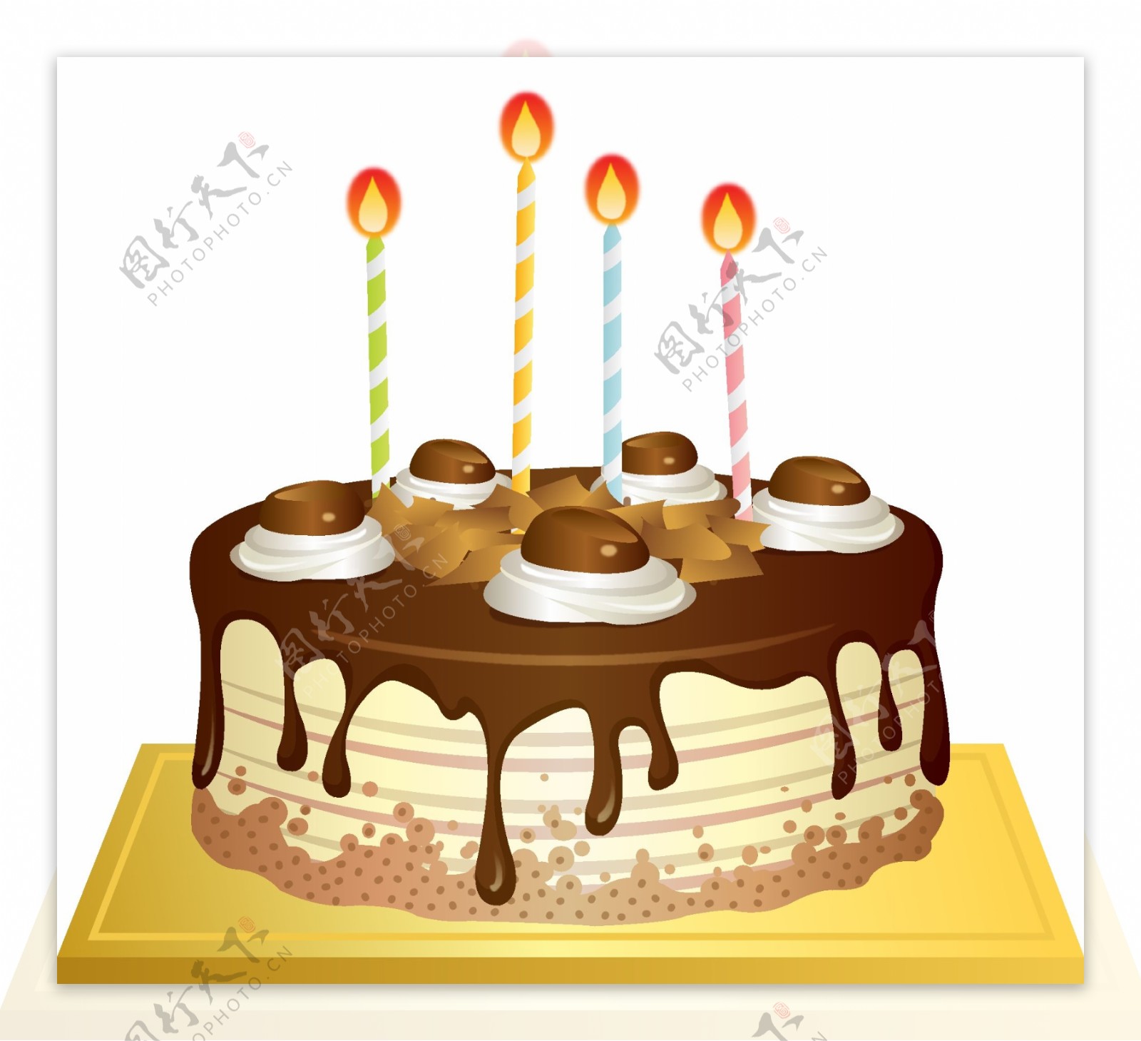 庆祝生日巧克力蛋糕矢量图