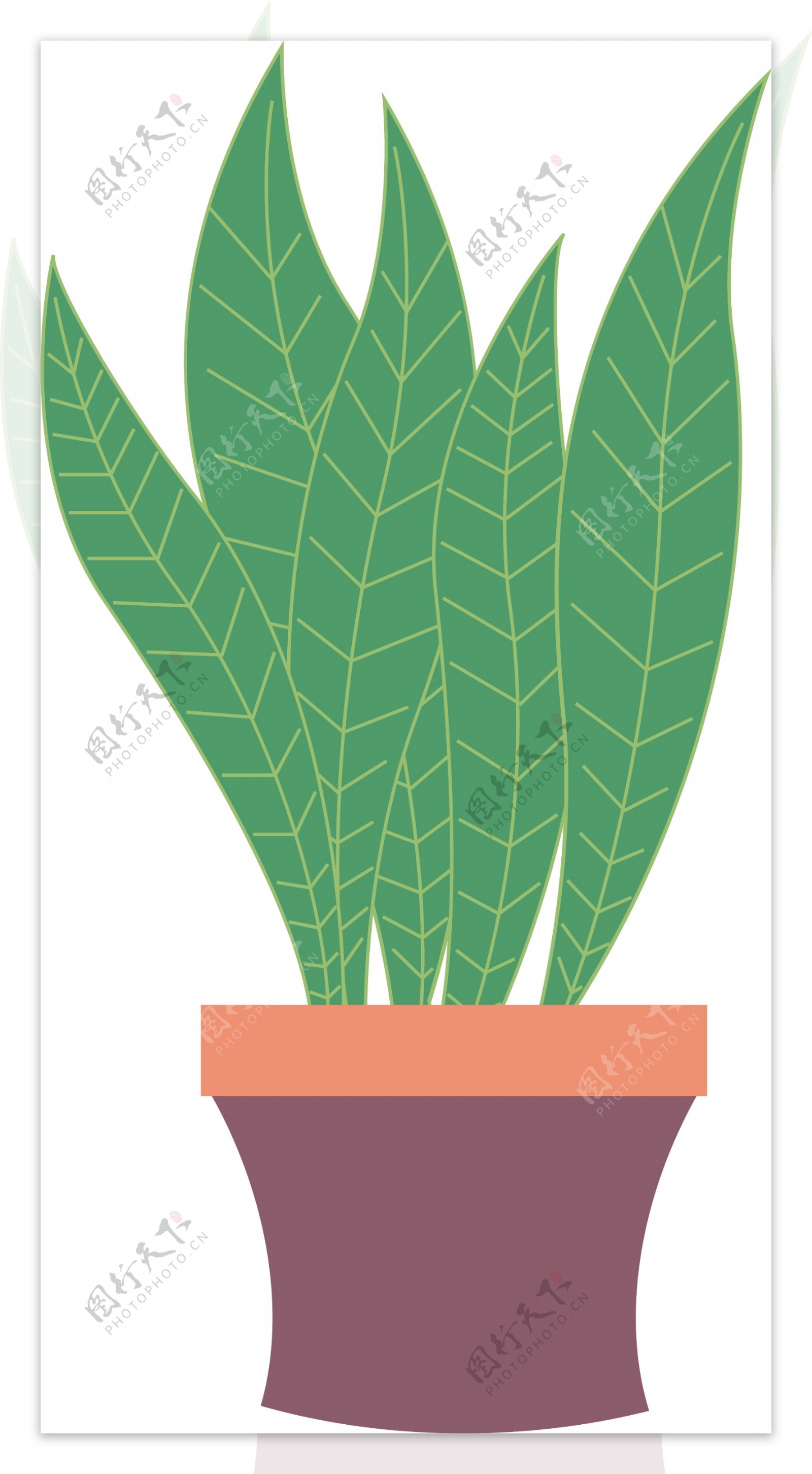 小清新植物盆栽插画扁平卡通创意可商用素材