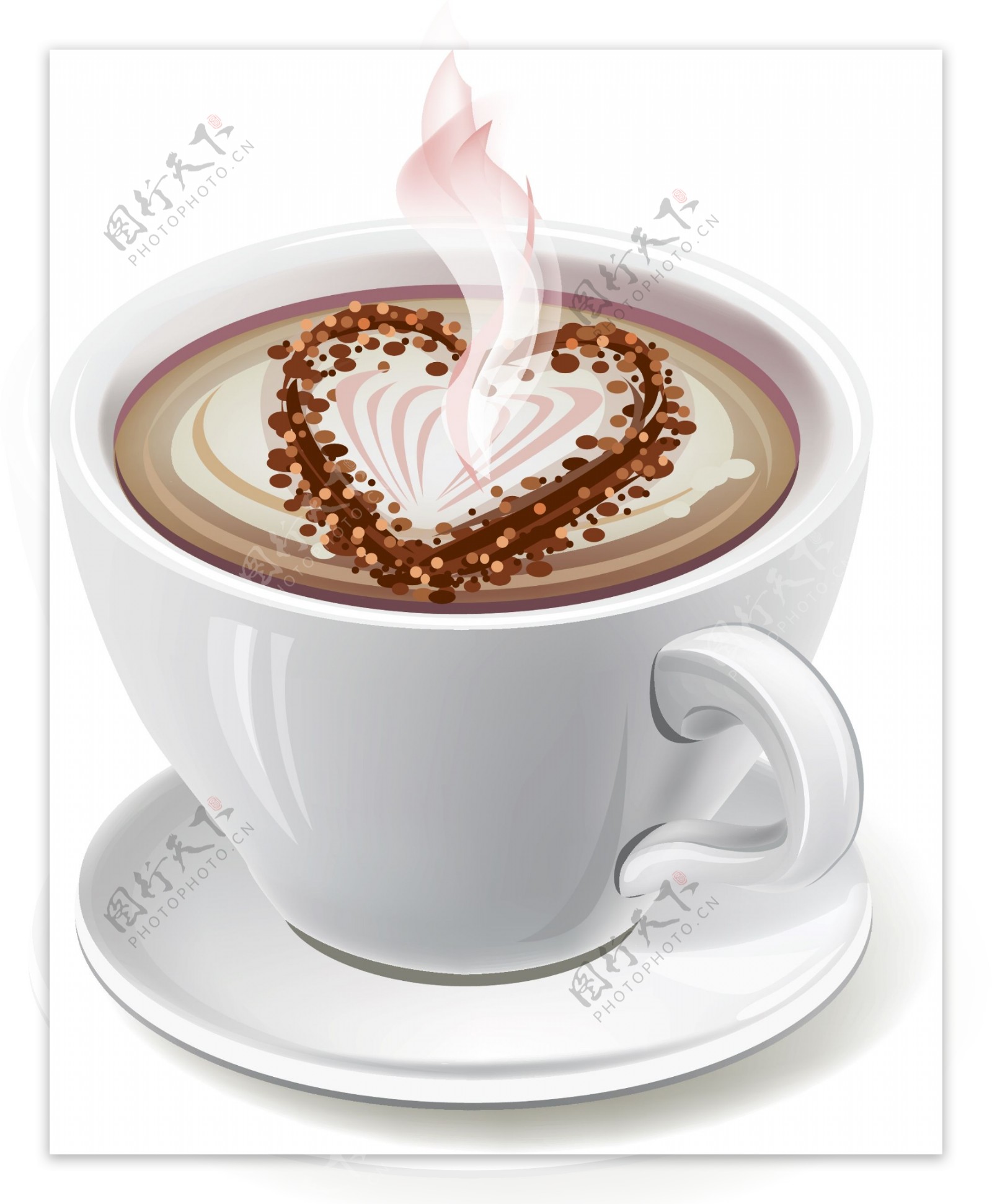 浪漫唯美心形咖啡元素