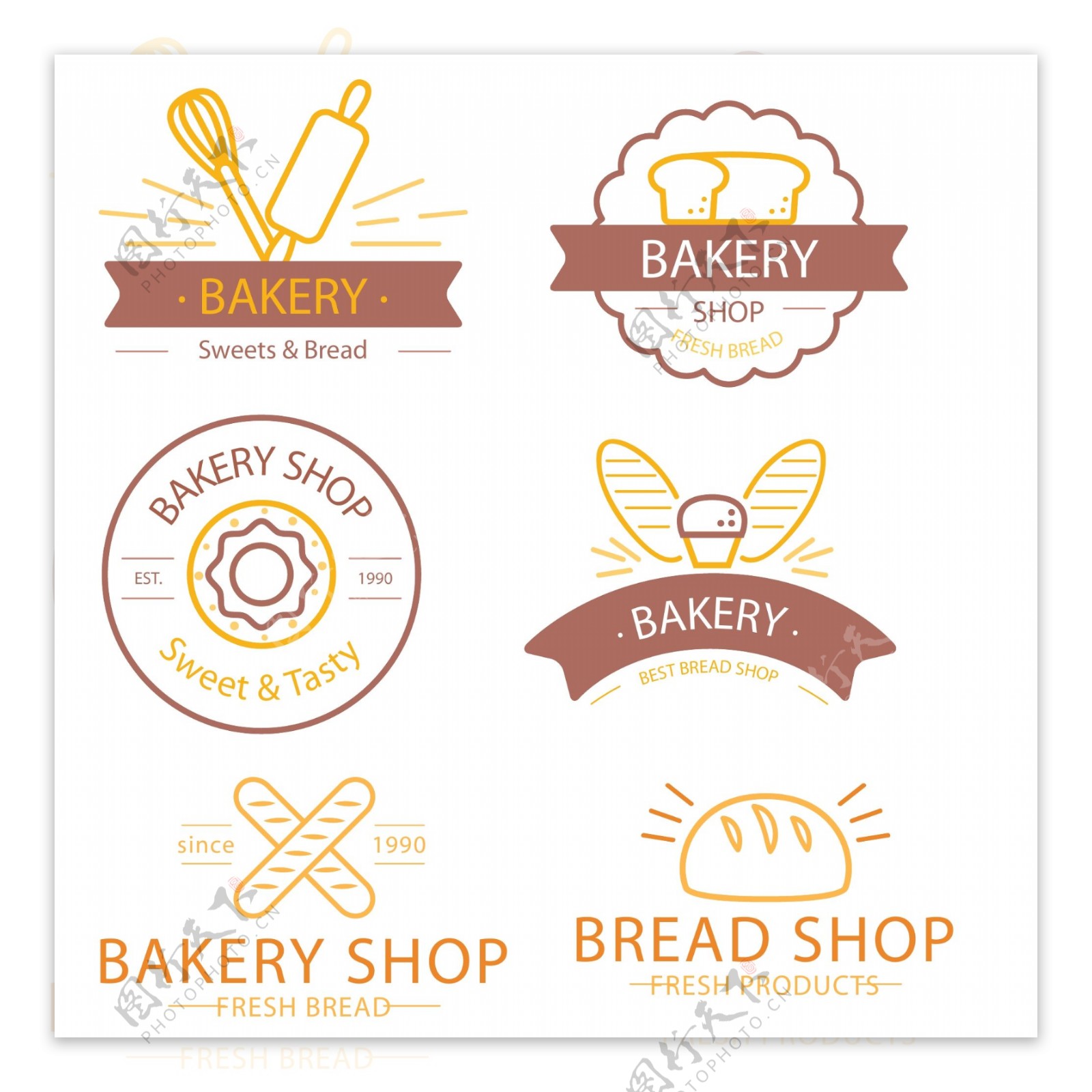 欧美风面包店标志设计素材