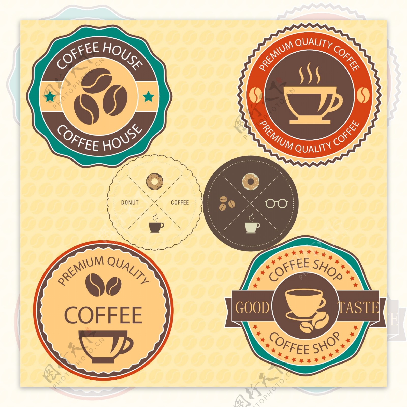 徽章样式的咖啡标志素材
