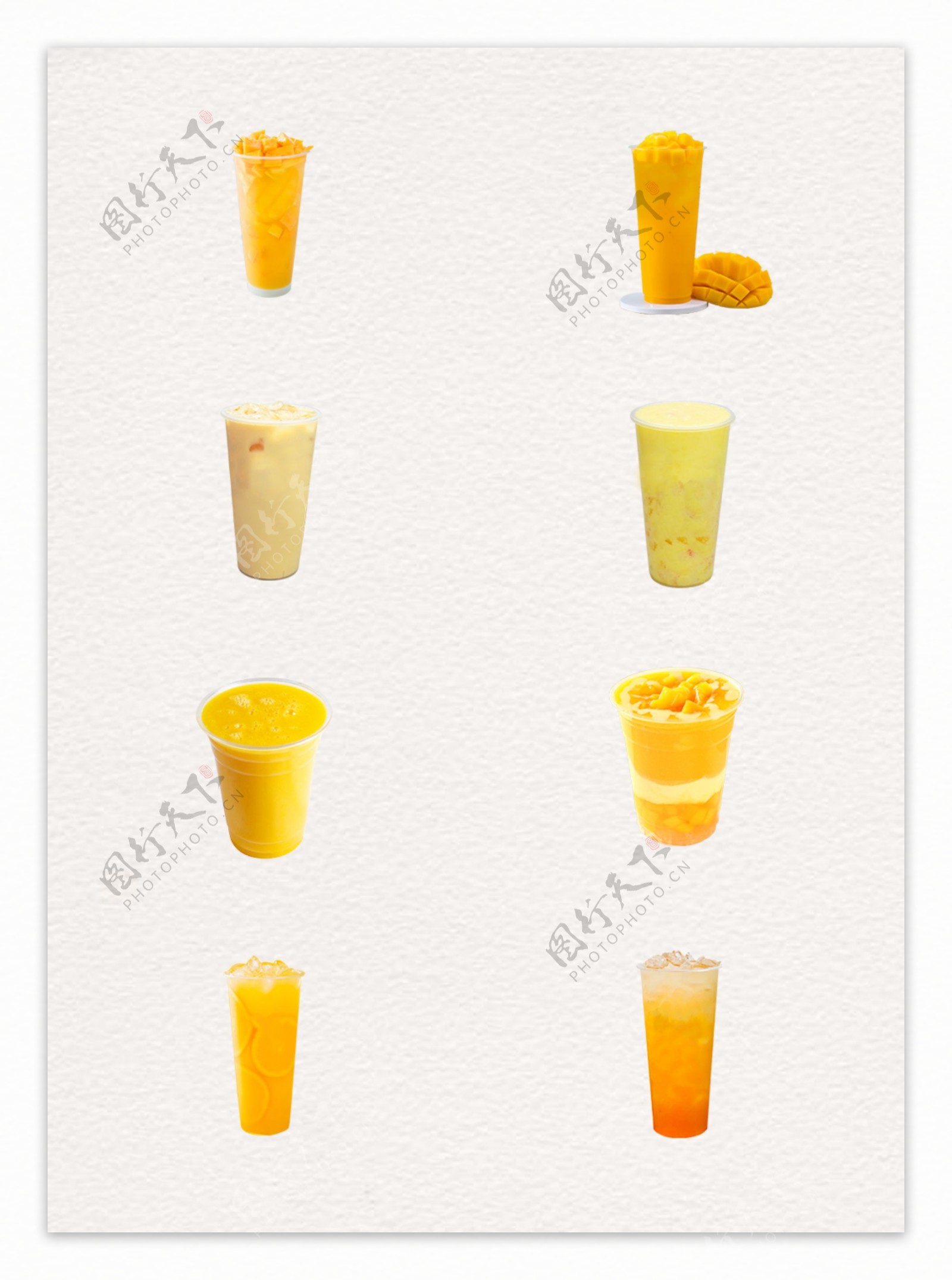 明亮黄色芒果饮料产品实物
