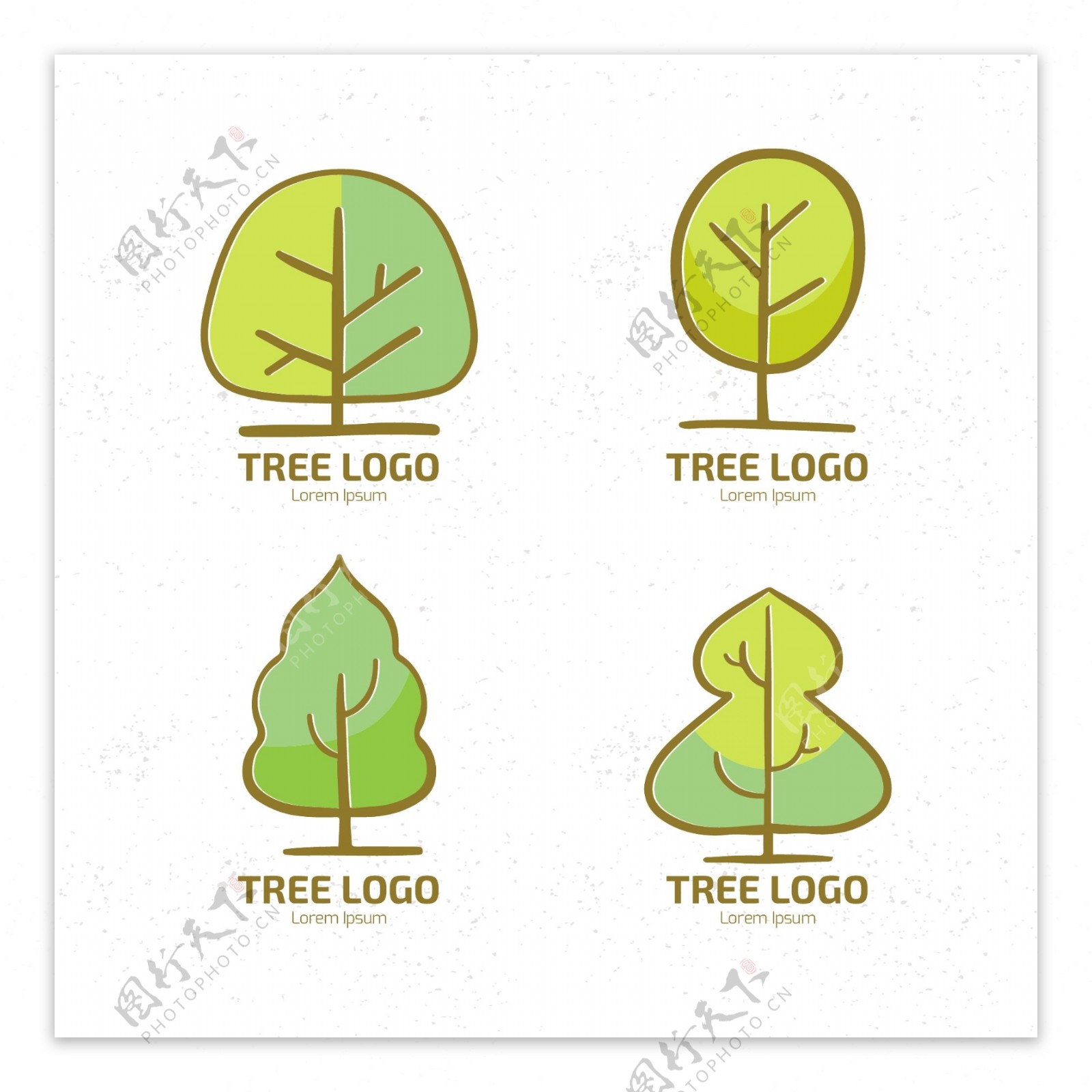 4款创意卡通树logo图案装饰