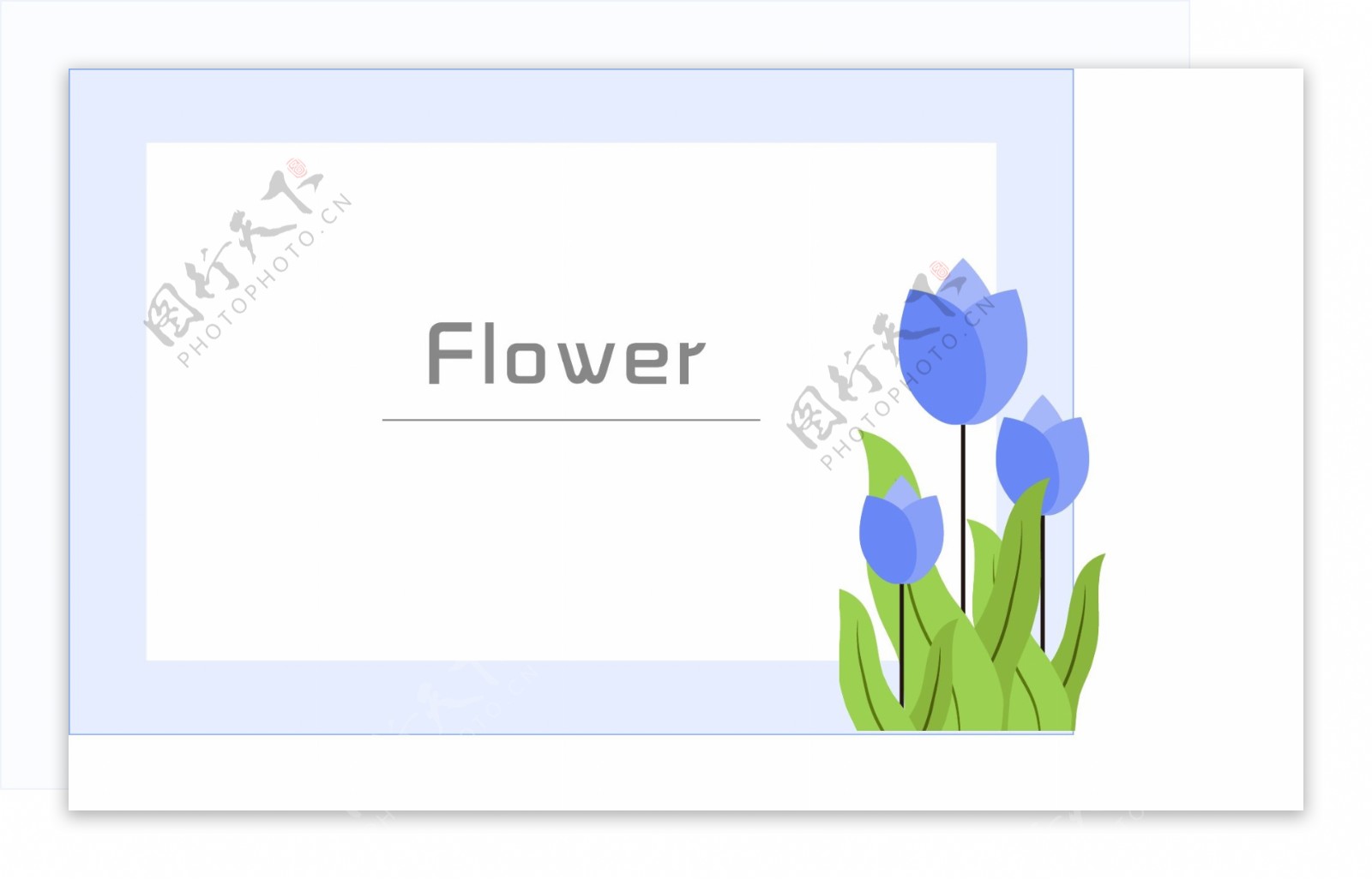 矢量手绘蓝色花卉边框可商用元素
