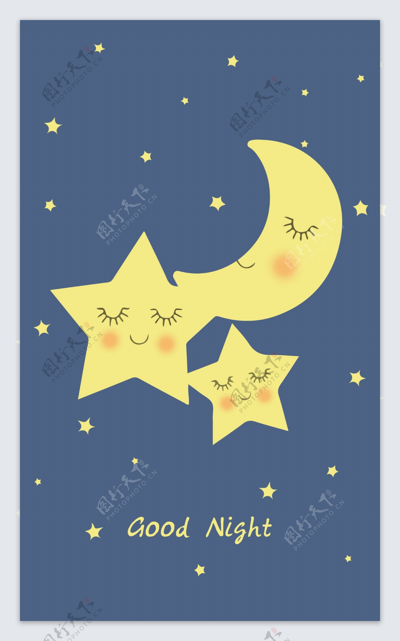 北欧月亮星星晚安装饰画背景墙