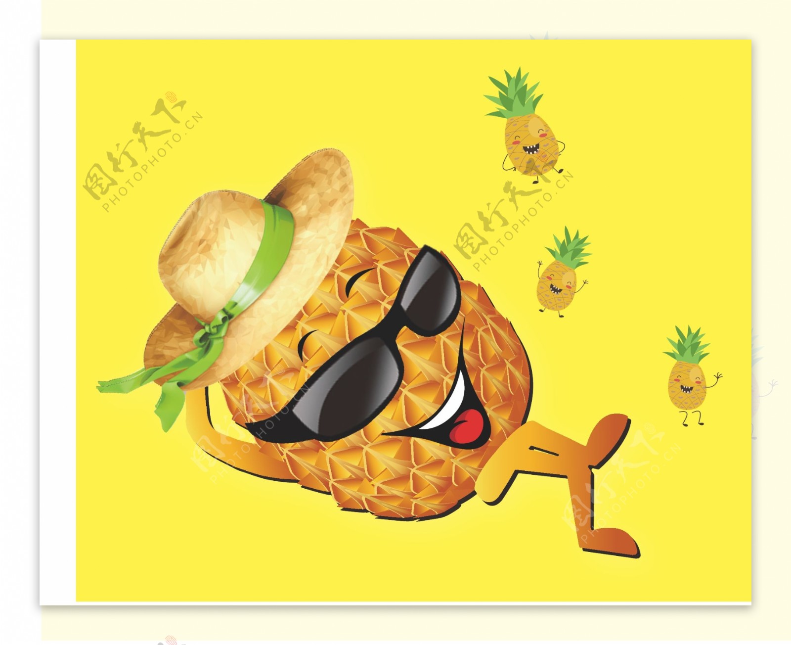 水果卡通菠萝夏季悠闲