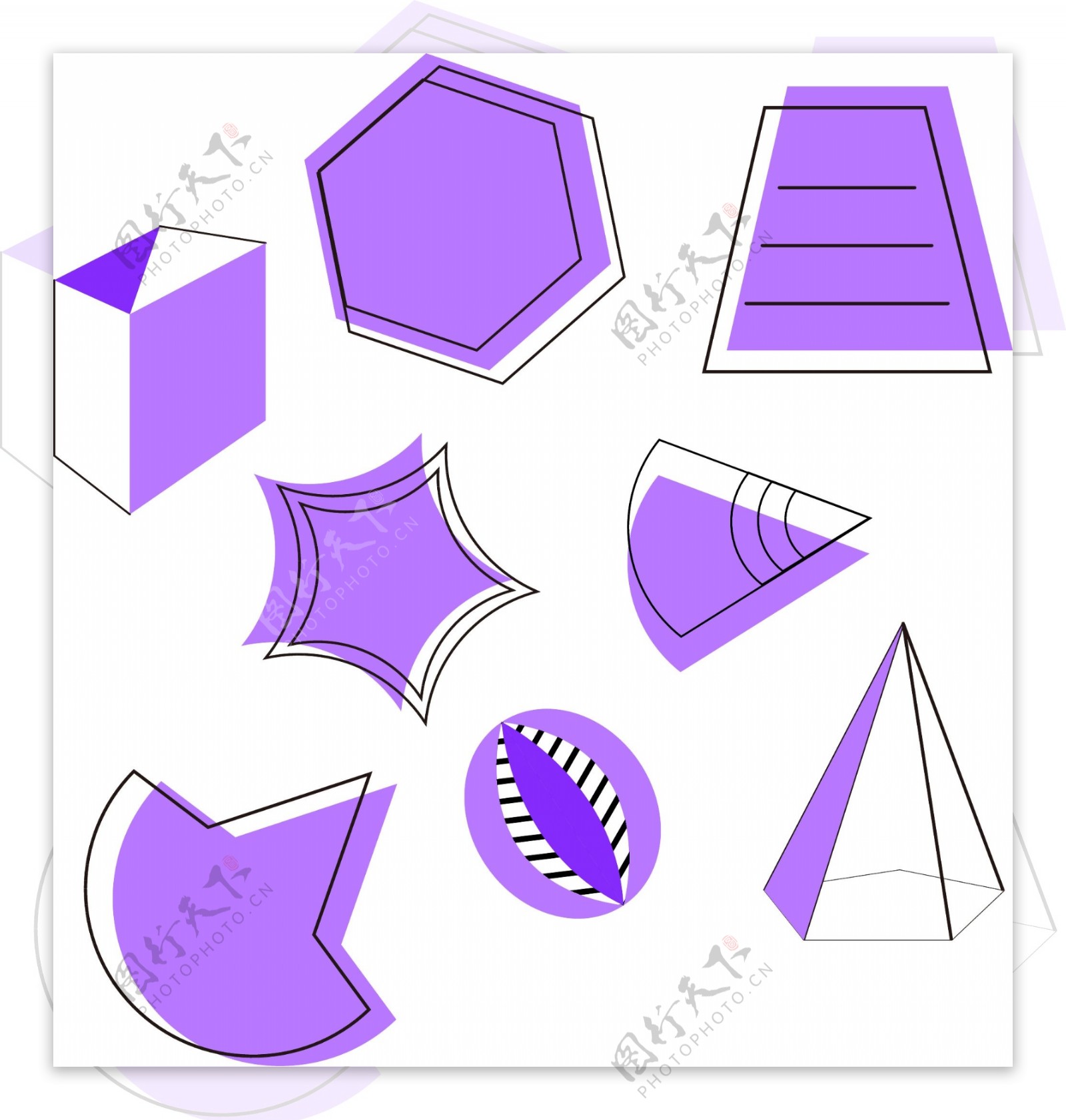 紫色孟菲斯几何图形
