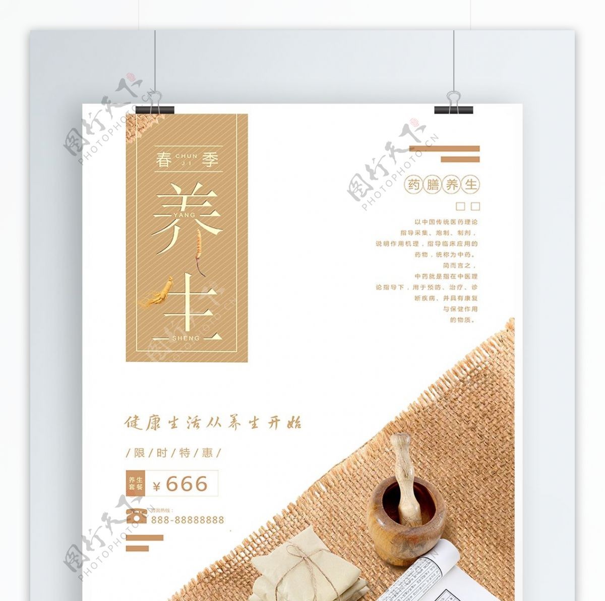 简约日系清新春季养生海报设计