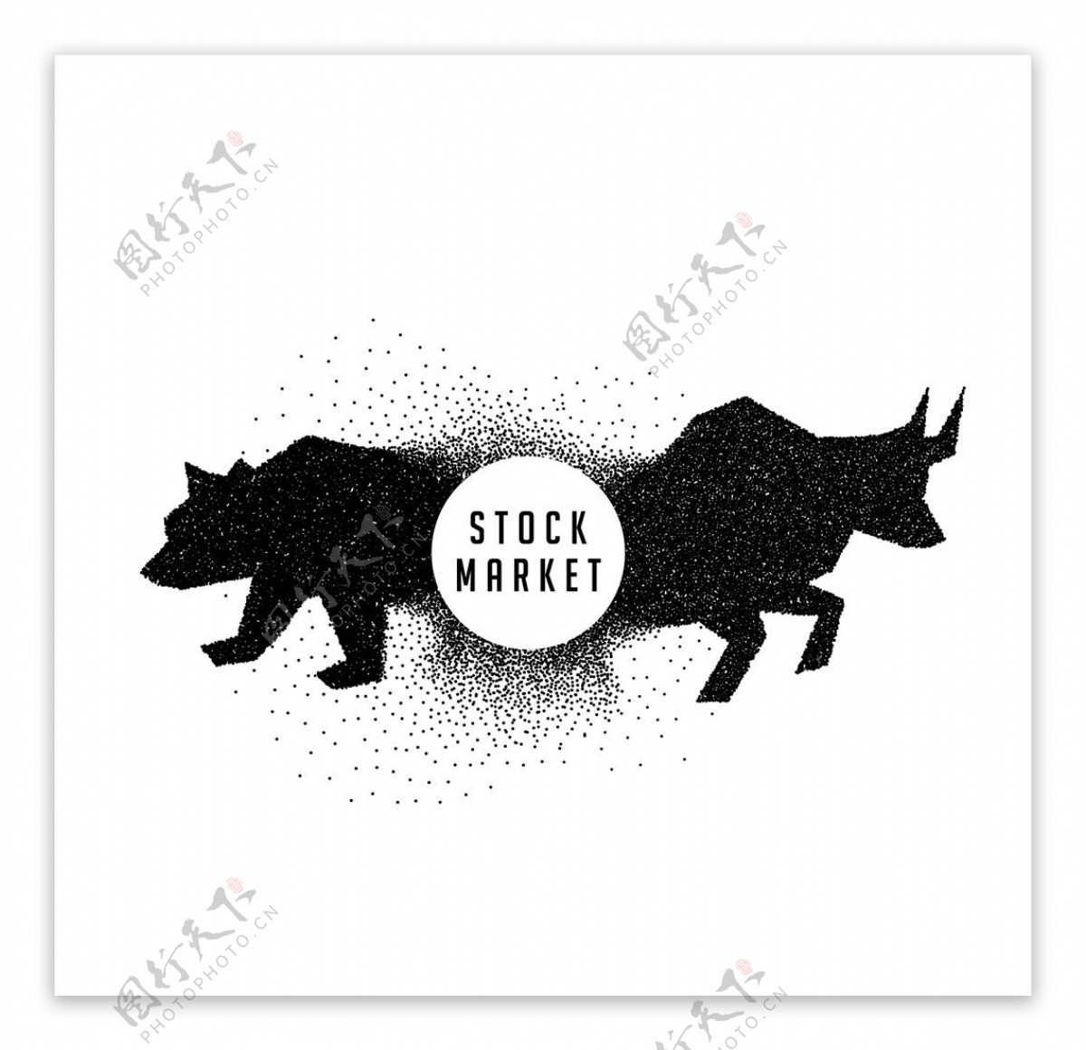 股票市场牛和熊展示