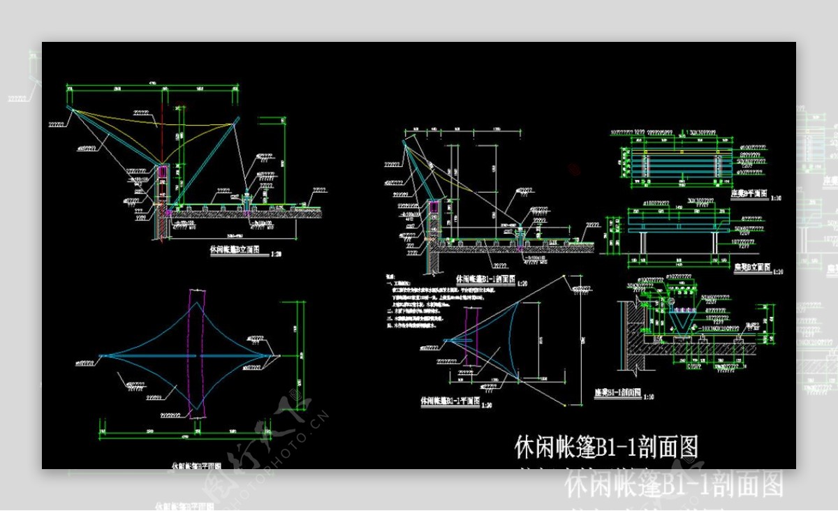 亭子廊子建筑结构详图CAD