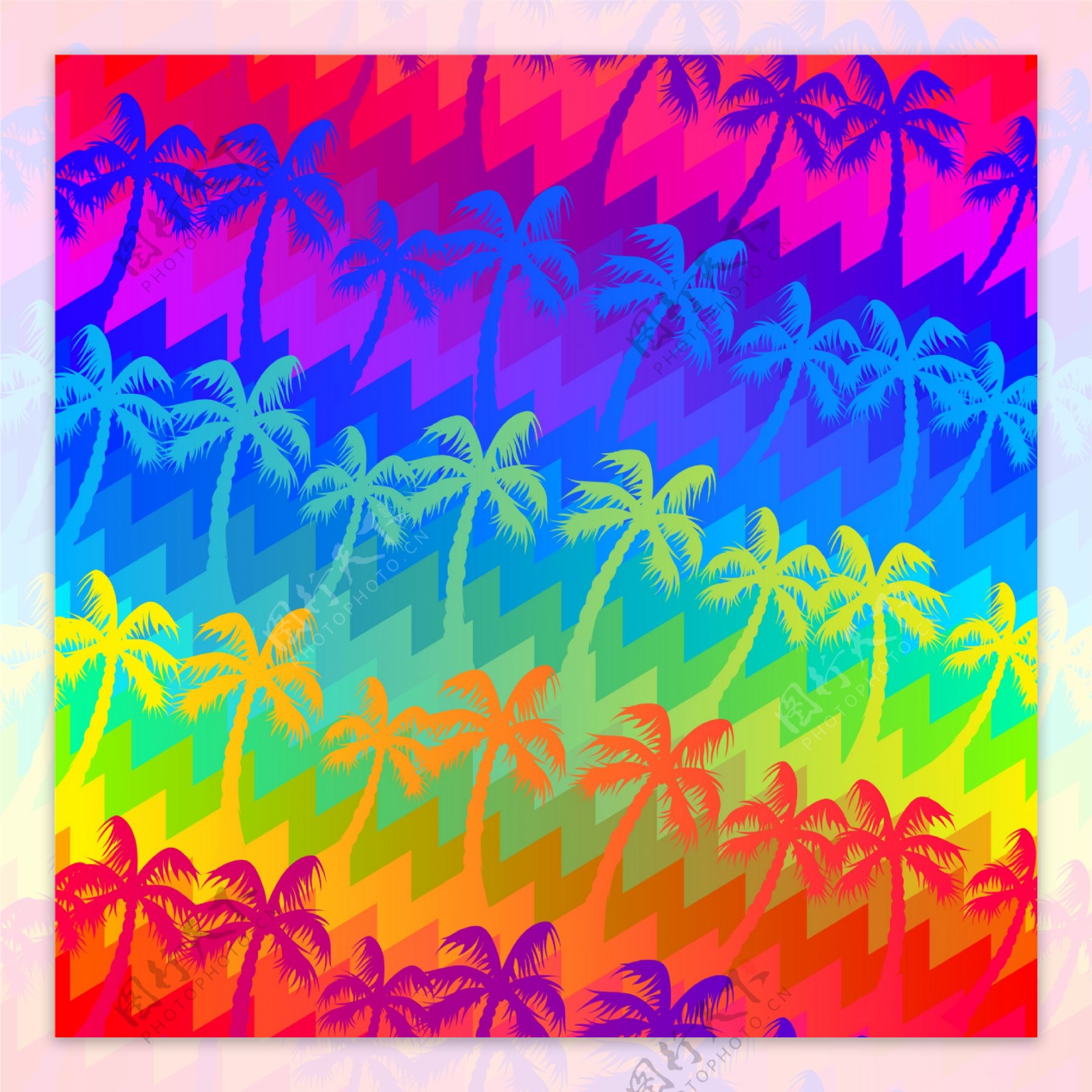热带彩虹棕榈树循环素材
