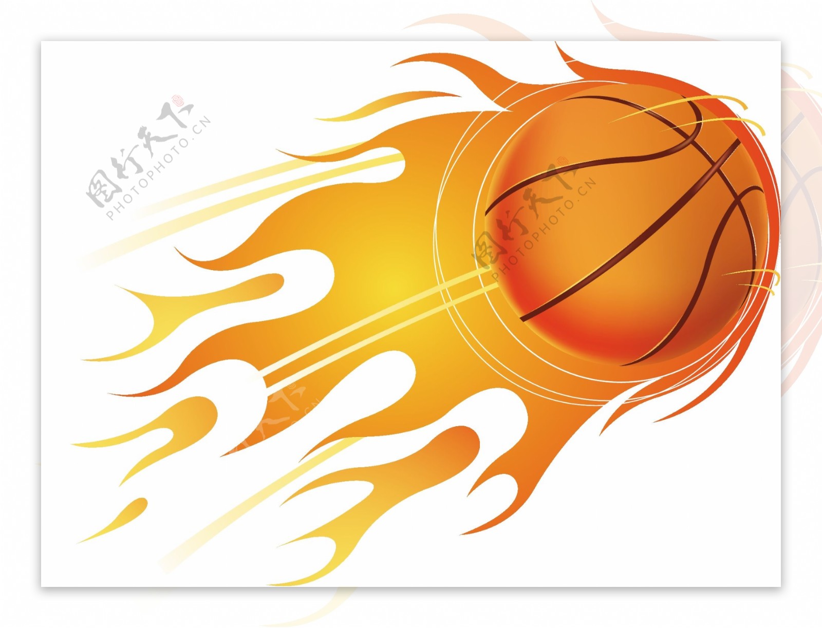 篮球与火矢量素材