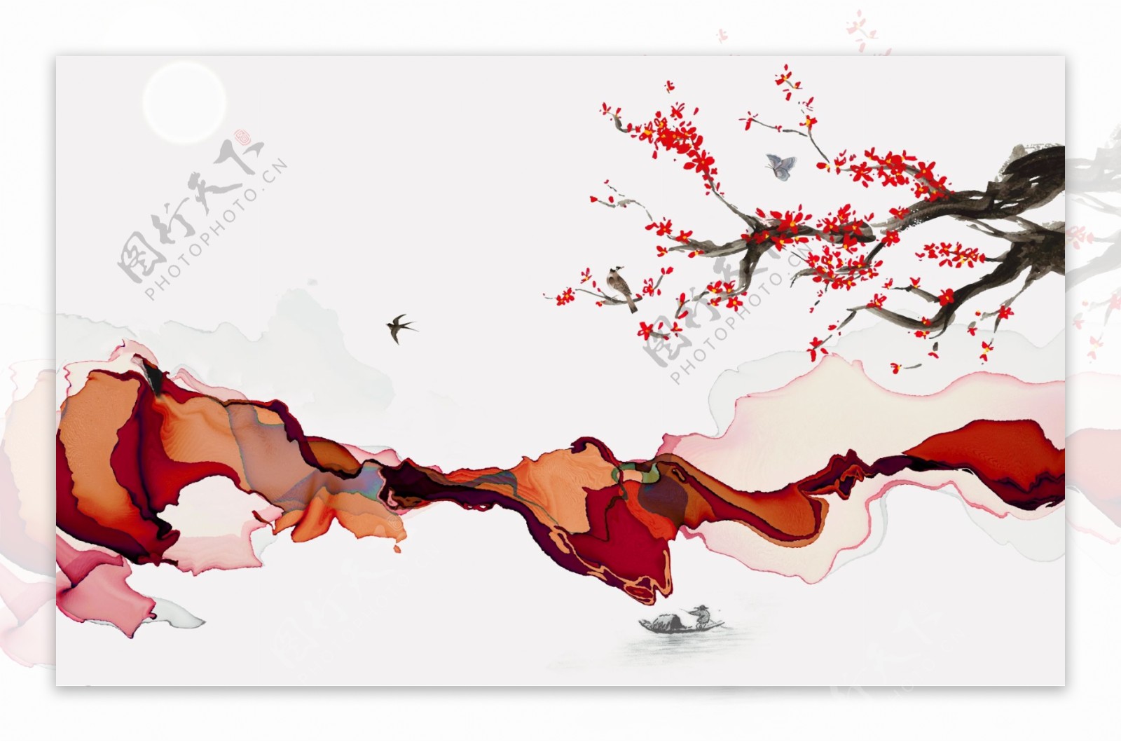 中国风现代抽象水彩背景
