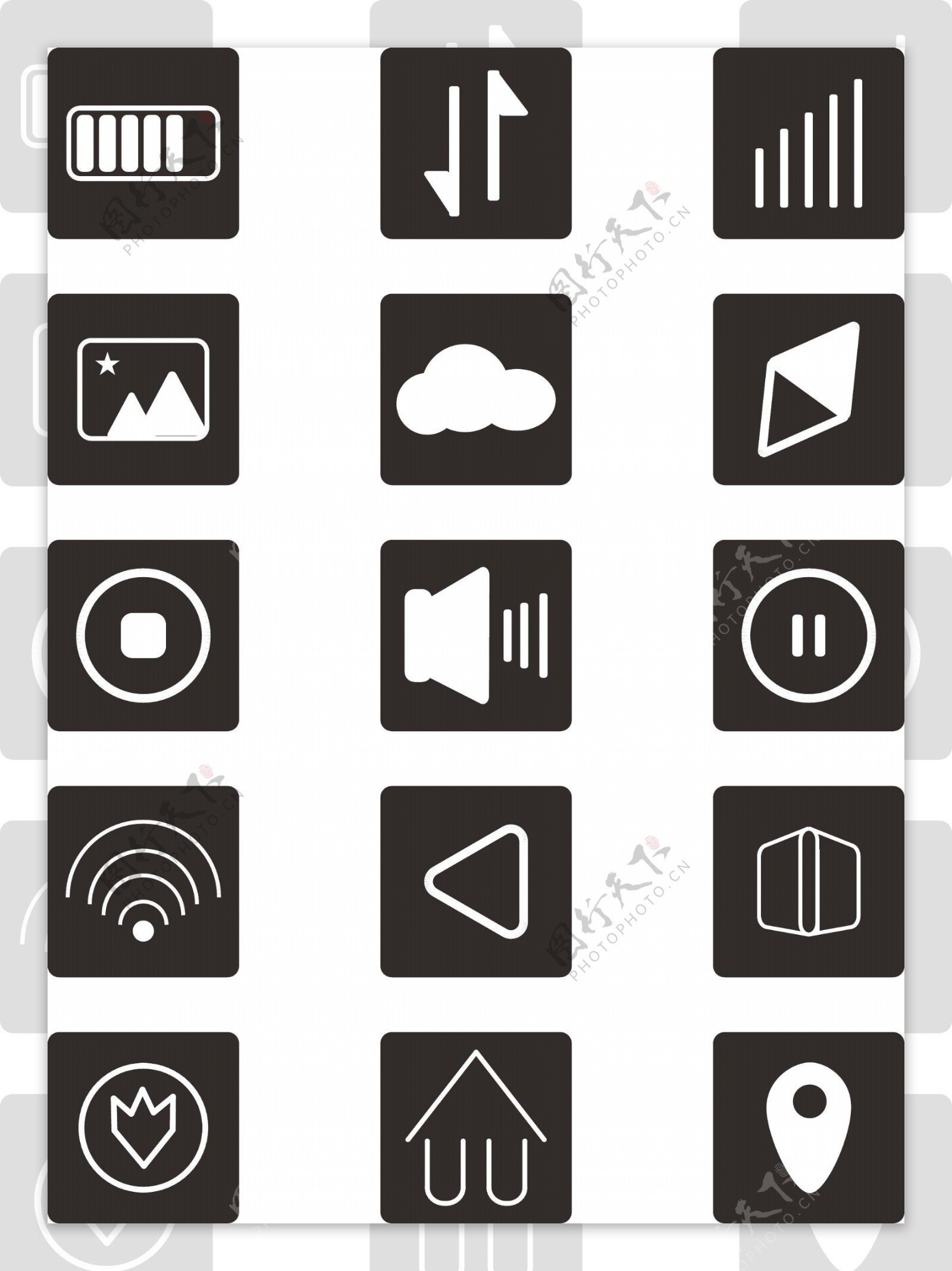 手机图标icon黑白简约可商用元素