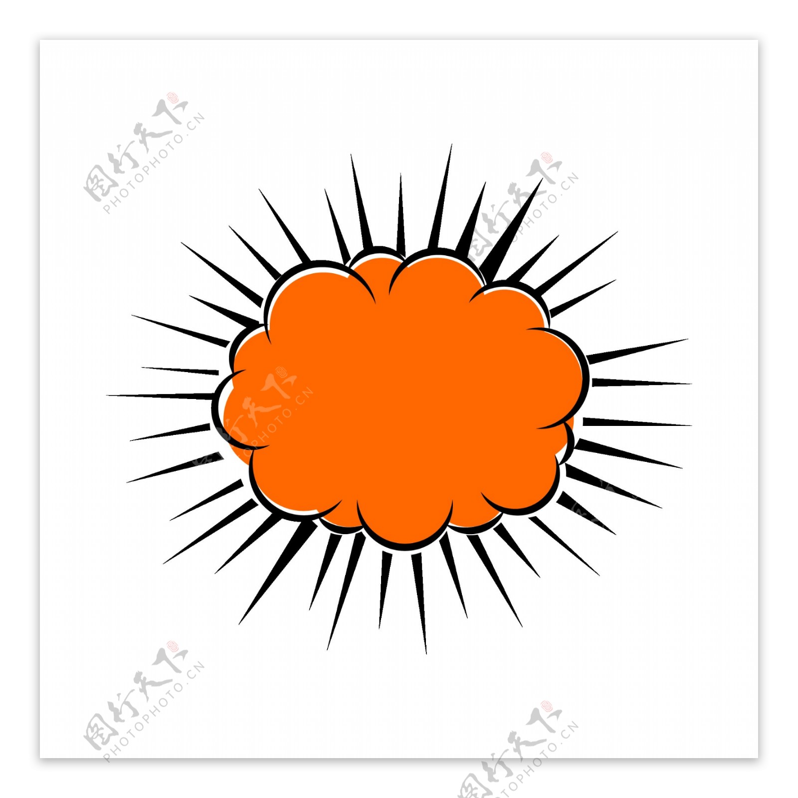 橙色黑色爆炸波普风对话框元素图案