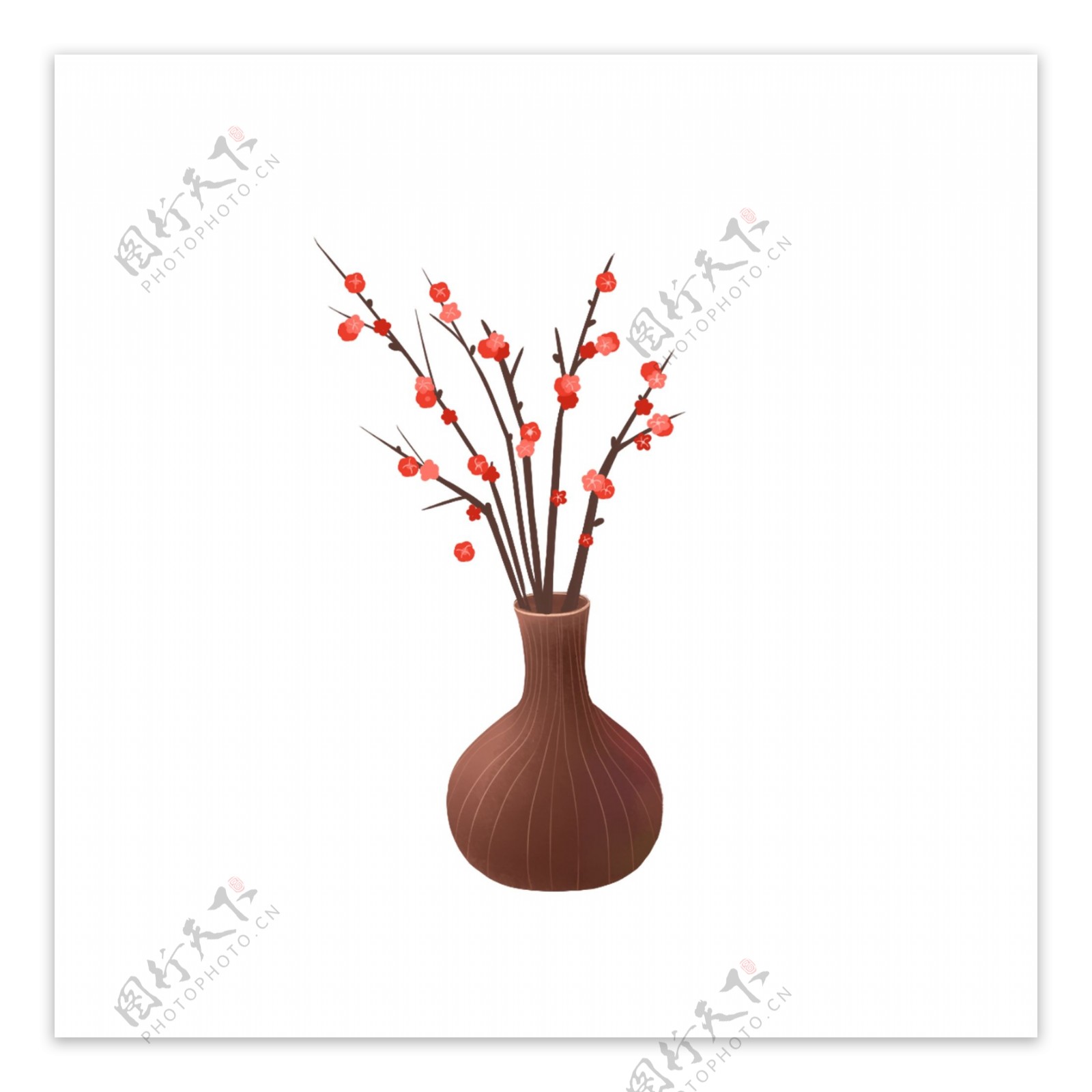 中国风梅花和花瓶设计可商用元素