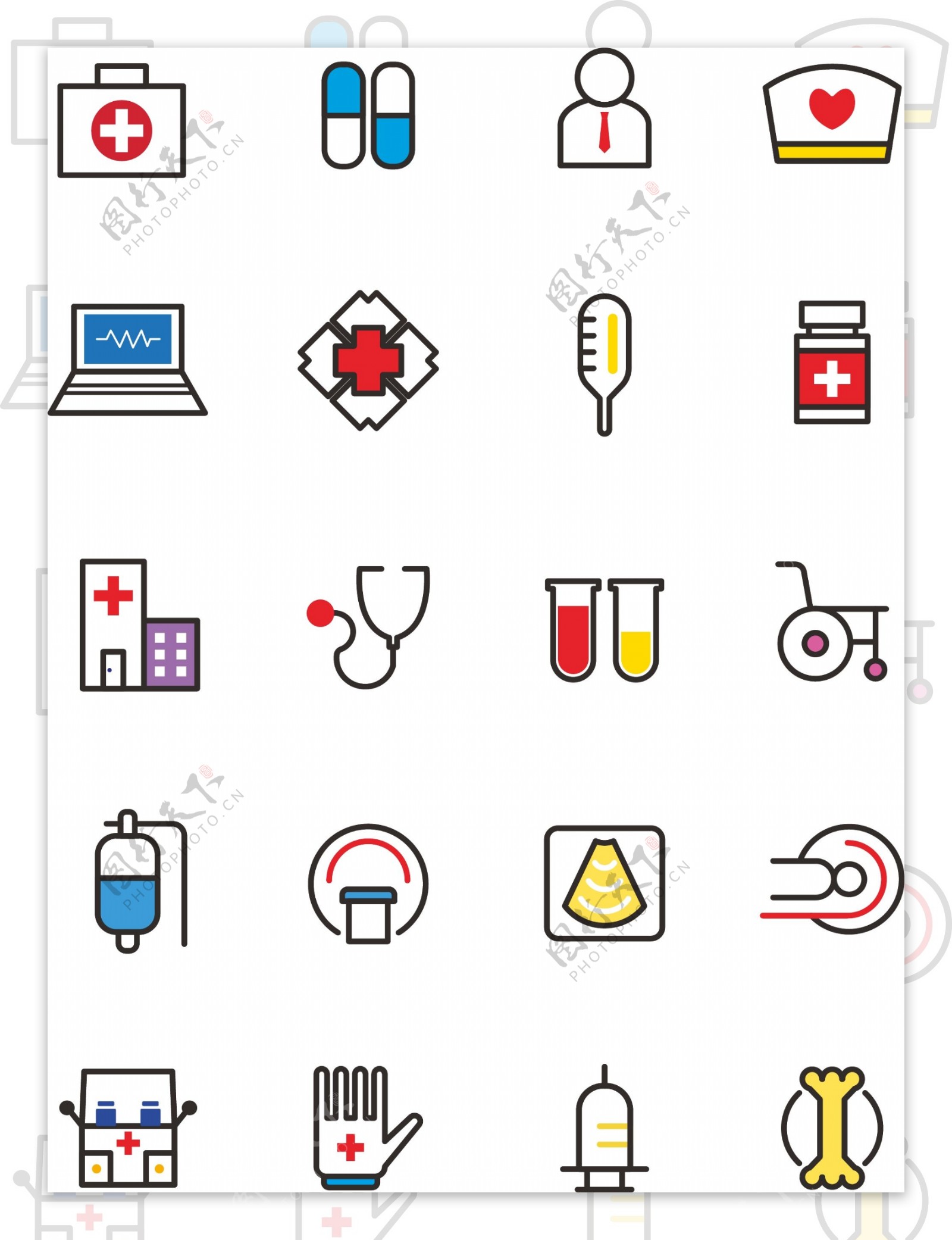 医疗器械icon彩色可商用元素