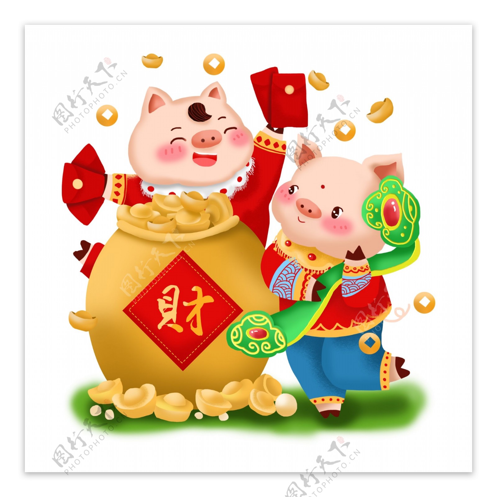 2019新年猪之招财拿红包拿如意吉祥物
