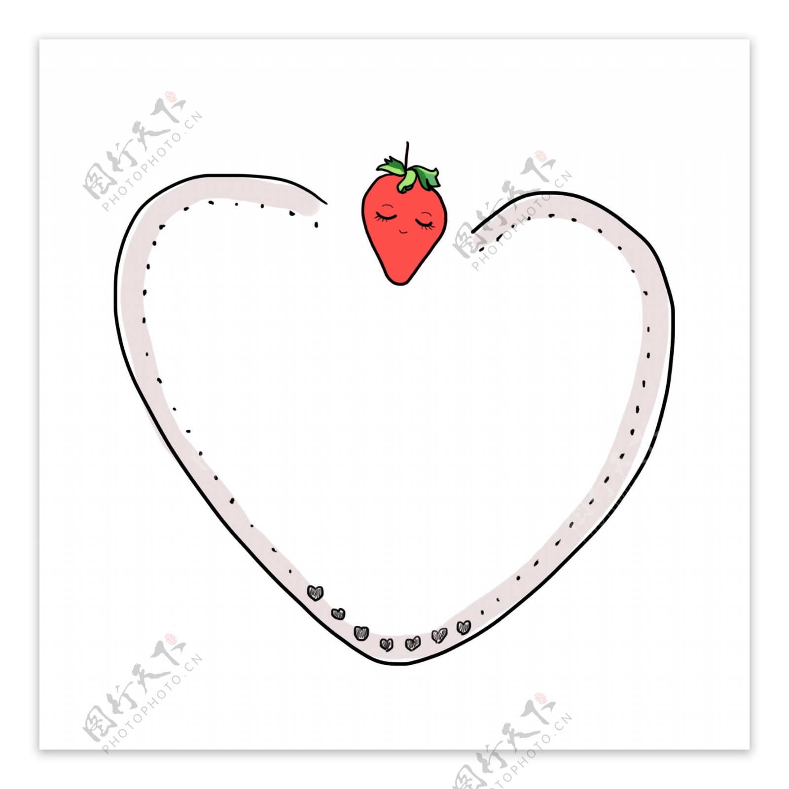 卡通红色草莓边框水果边框卡通爱心边框