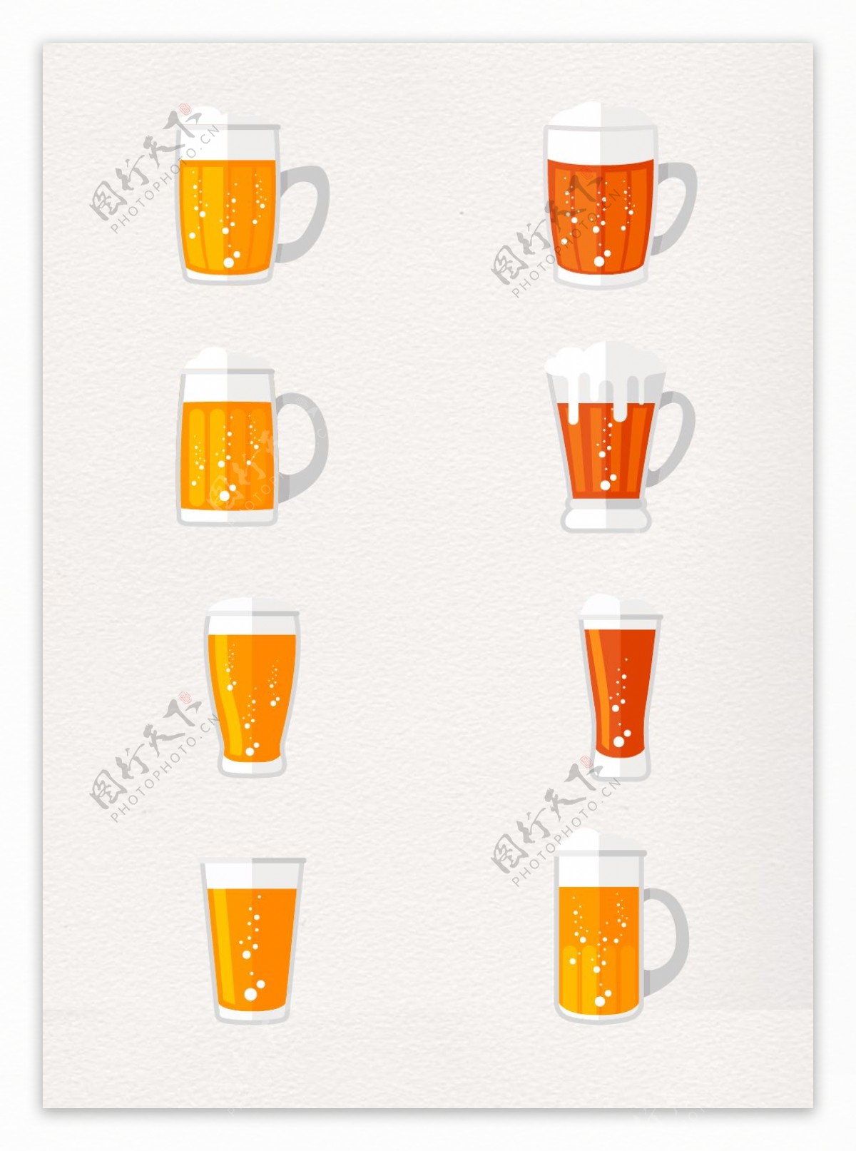 矢量8组啤酒卡通设计