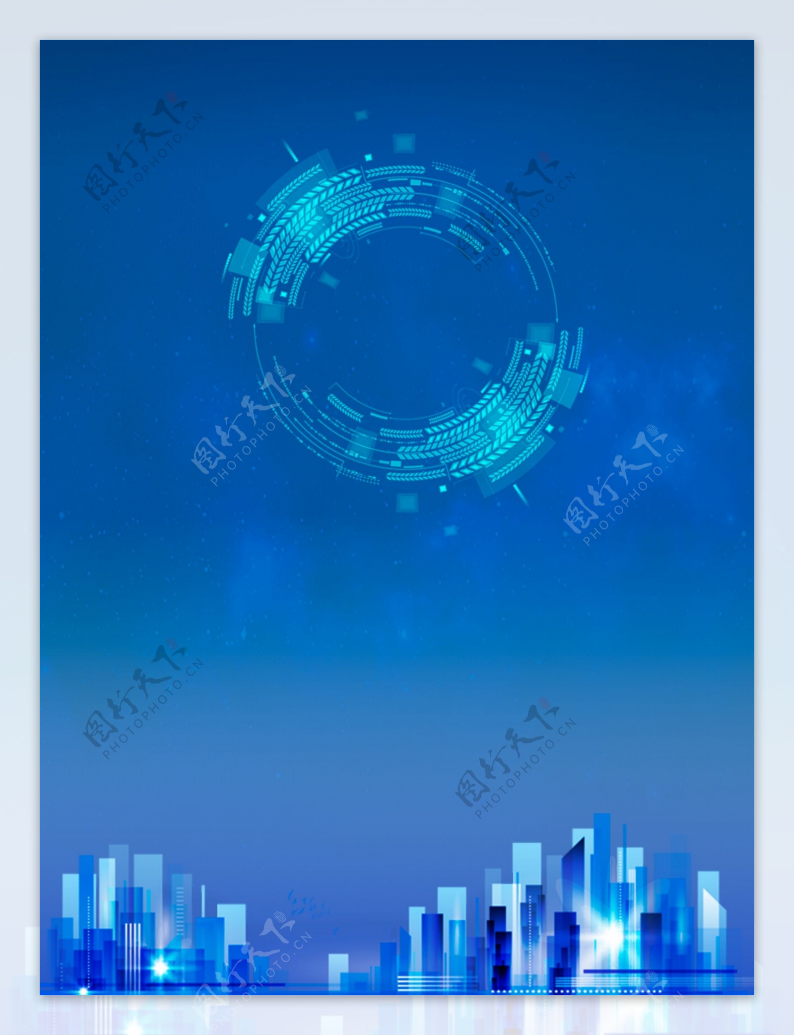 科技城市蓝色夜晚背景图