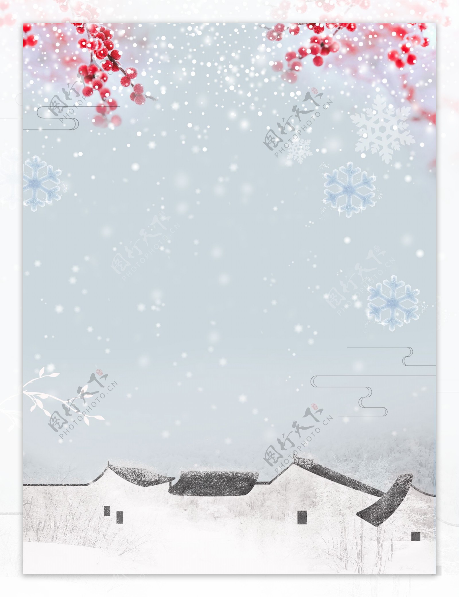 彩绘传统大雪节气背景设计