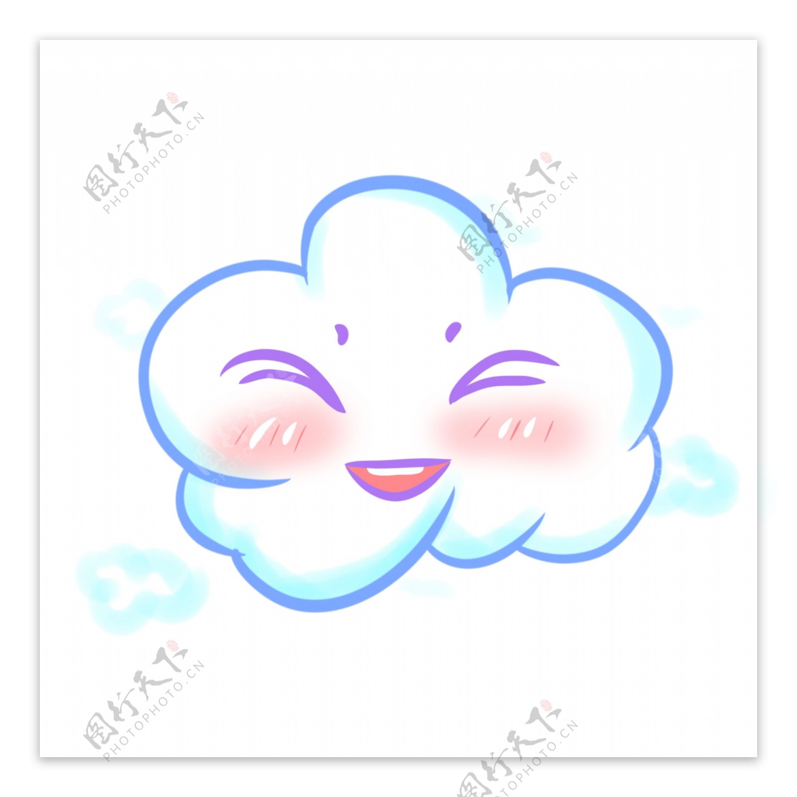 商用手绘表情云朵手账卡通白云装饰设计元素