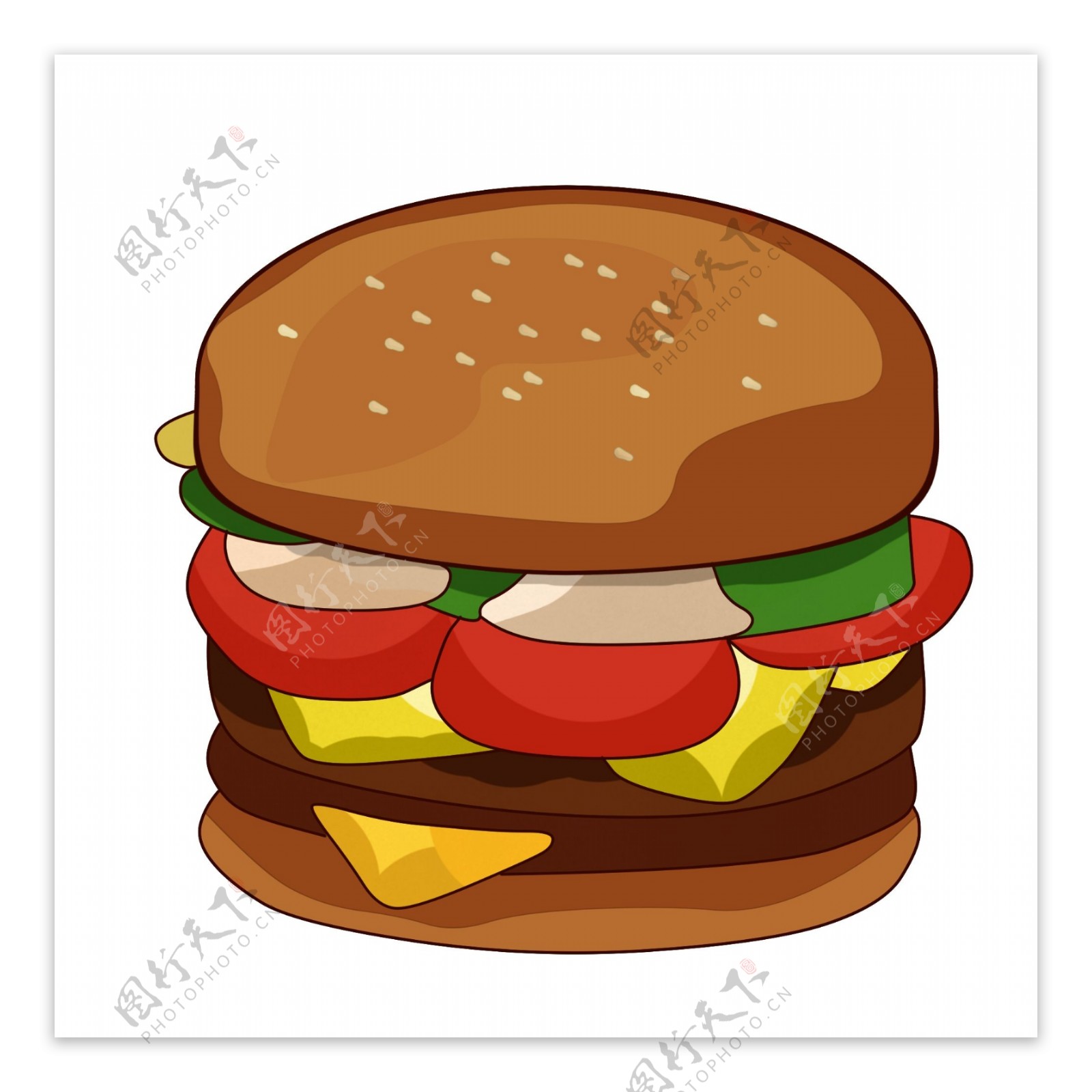 手绘美味大汉堡插画可商用元素