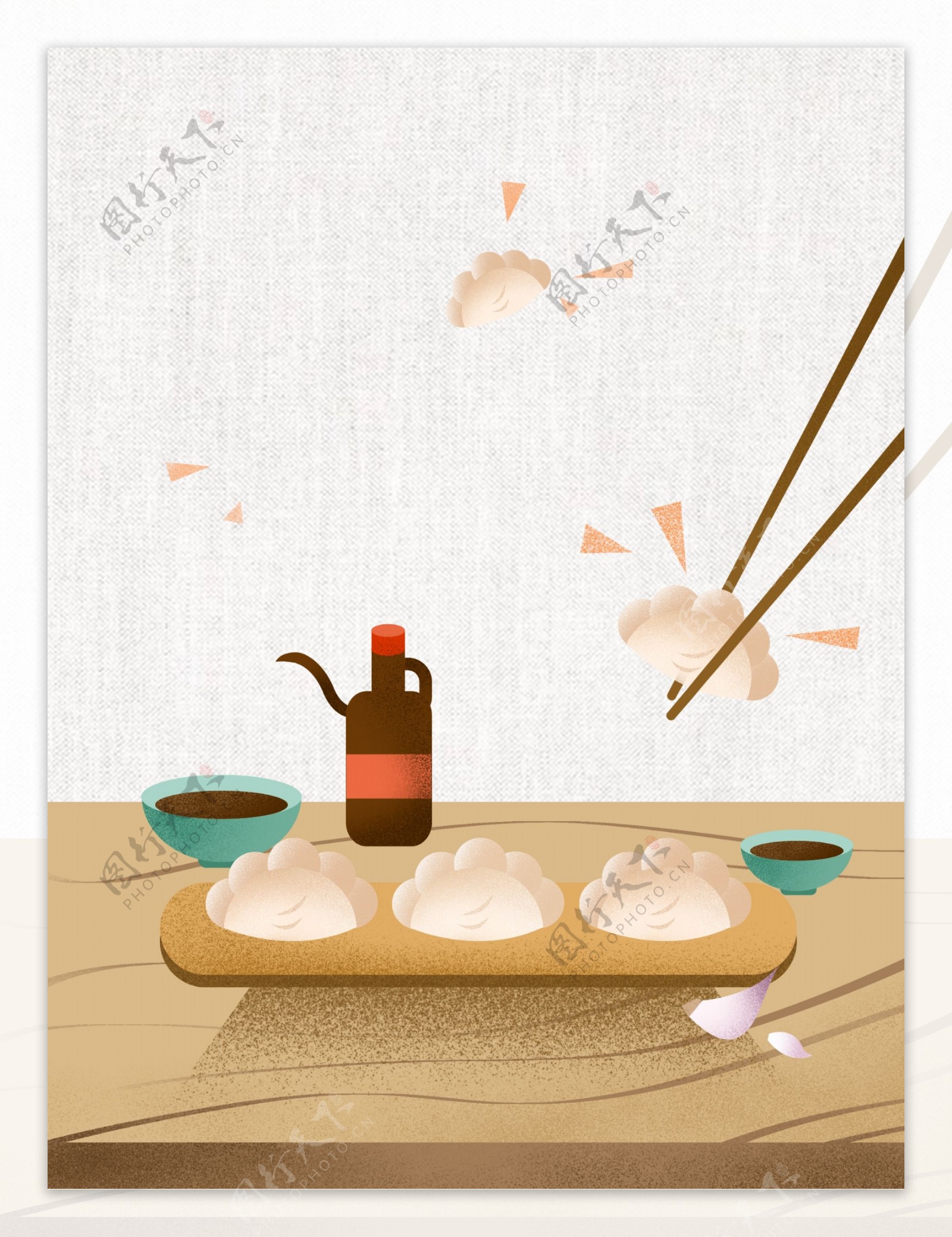 冬至吃饺子手绘背景素材