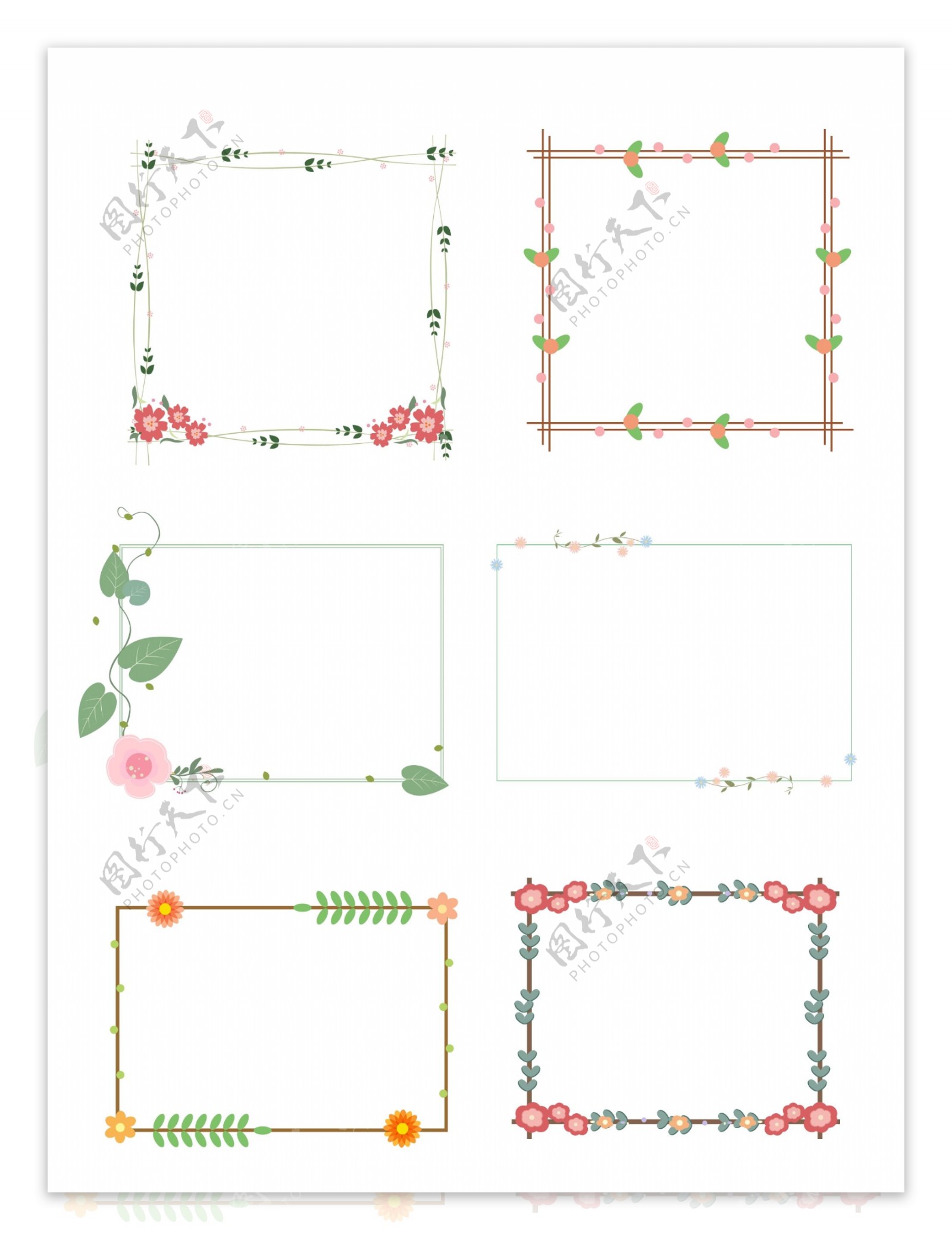 简约小清新手绘风花卉边框方框对话框可商用