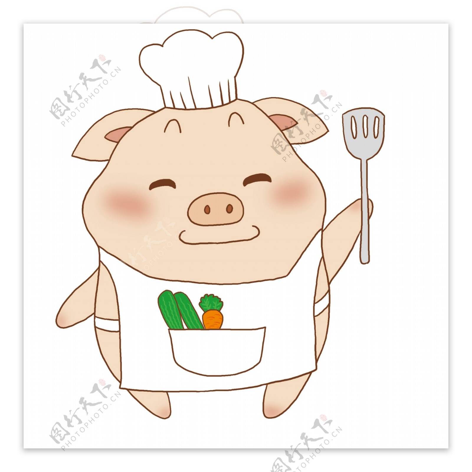 卡通猪厨师插画图片素材_ID:156311714-Veer图库