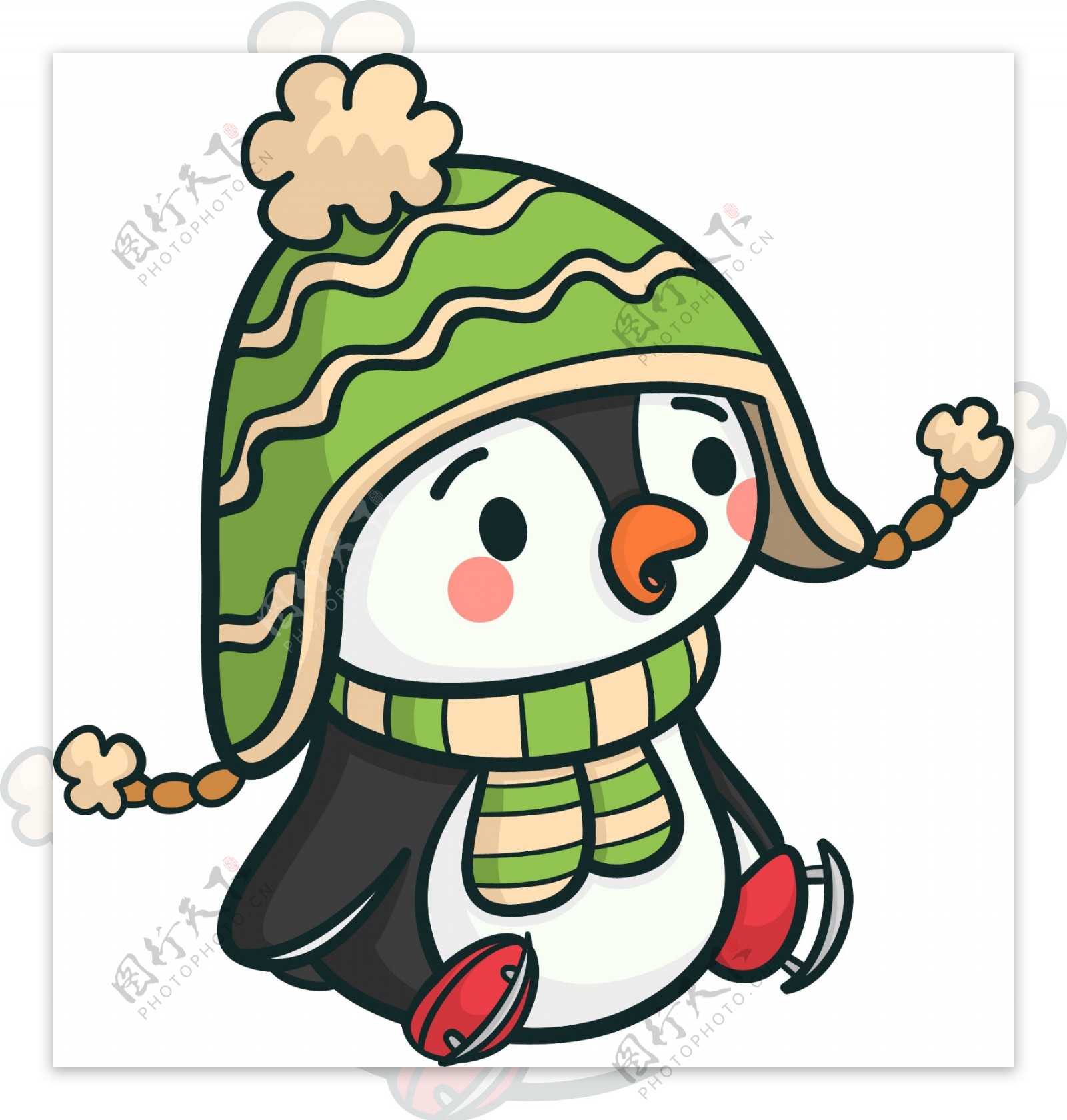 戴帽子的小企鹅原创元素