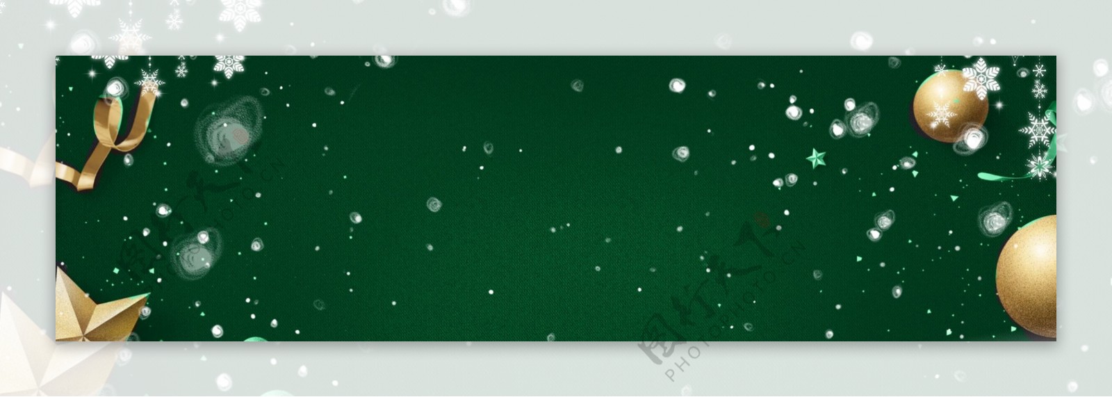 圣诞节绿色雪花卡通banner背景