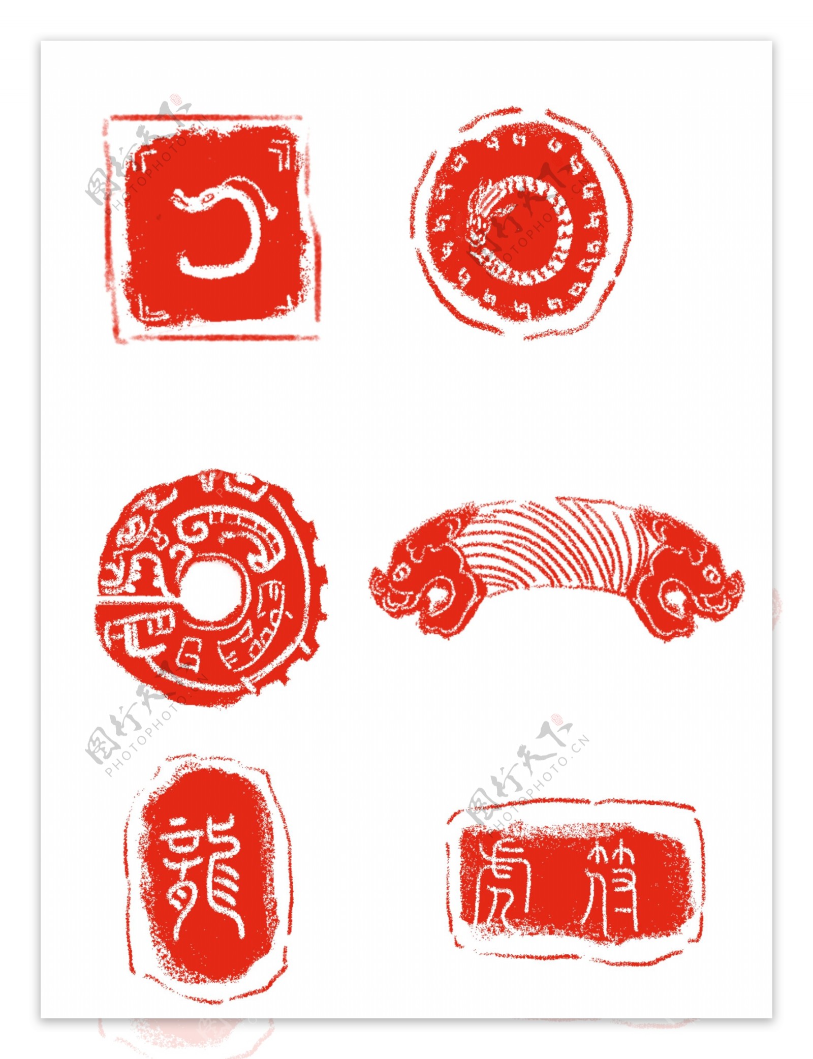 印章中国传统龙纹虎符可商用元素