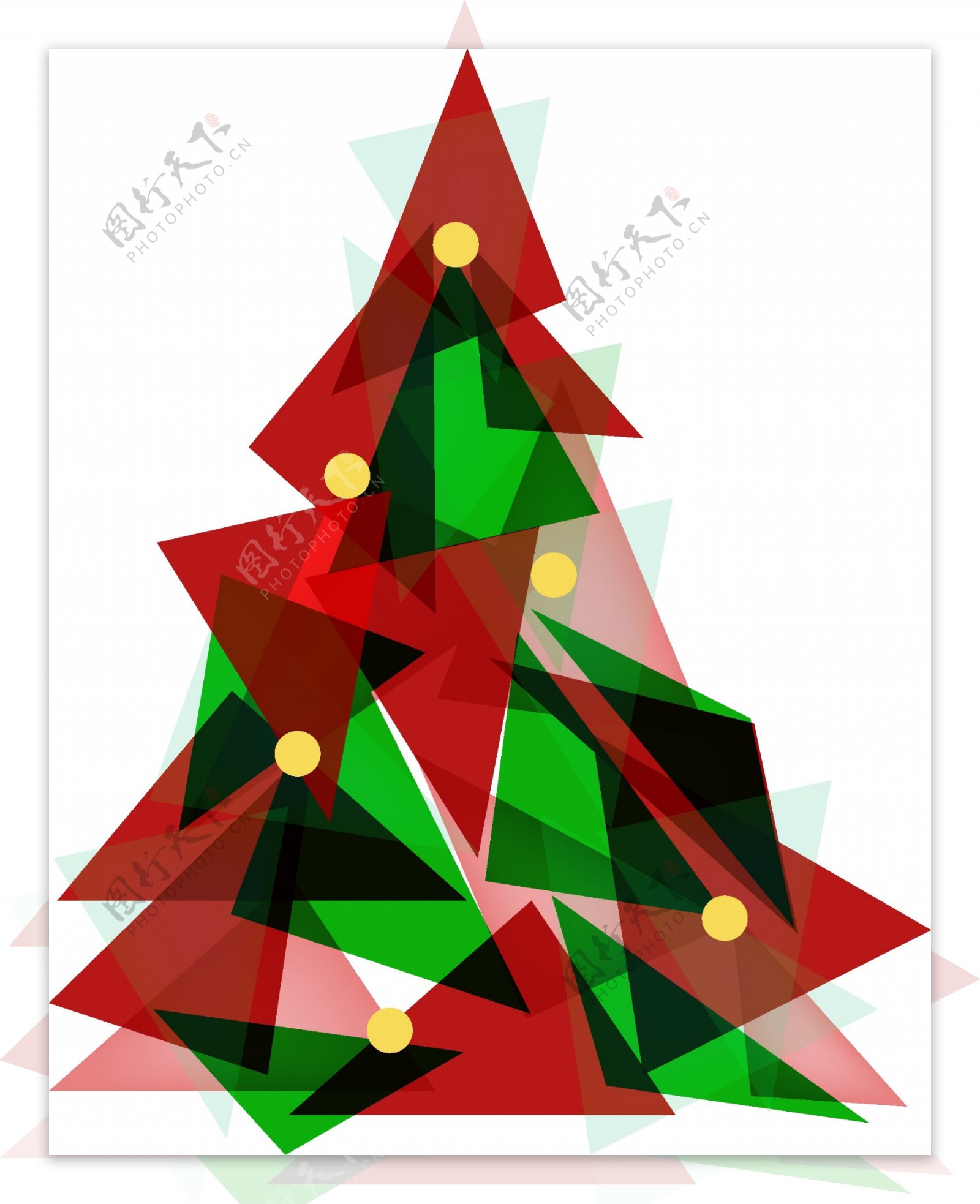 平面圣诞树三角形素材设计元素