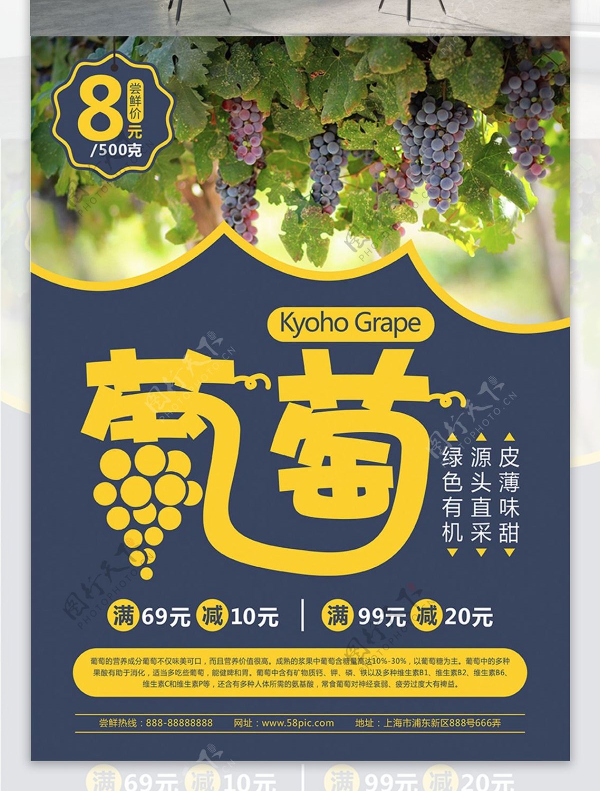 巨峰葡萄夏季水果新鲜美味水果海报