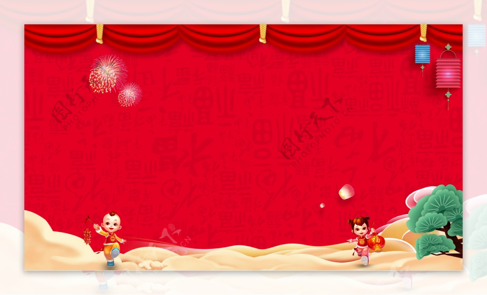 中国红喜庆红色新年背景