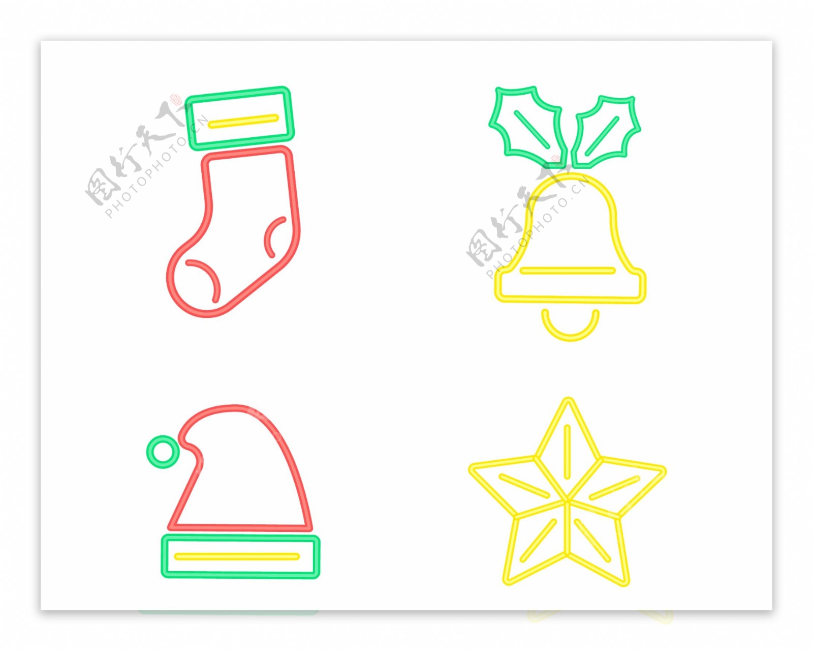手绘红色线条袜子圣诞装饰元素