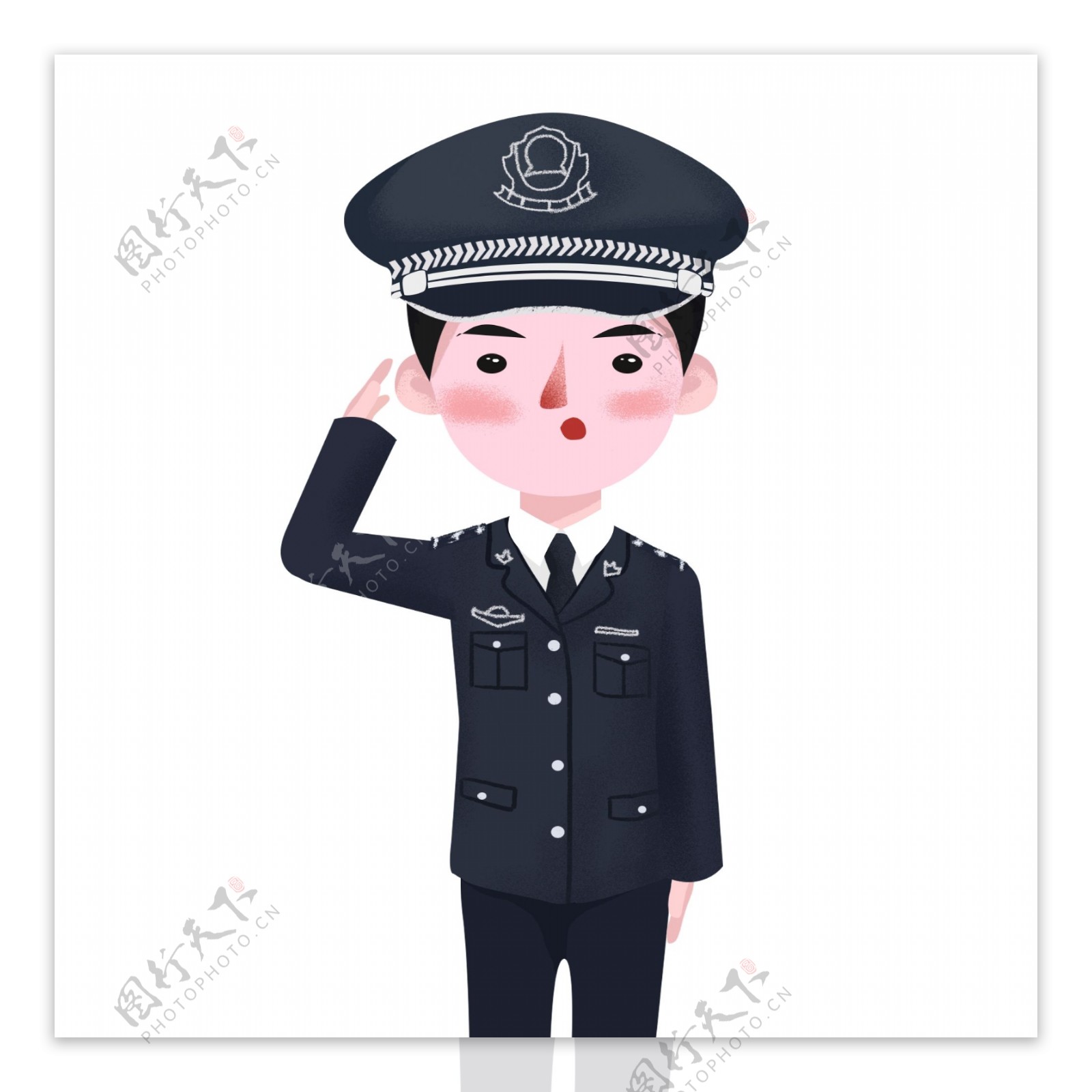 卡通Q版敬礼的警察