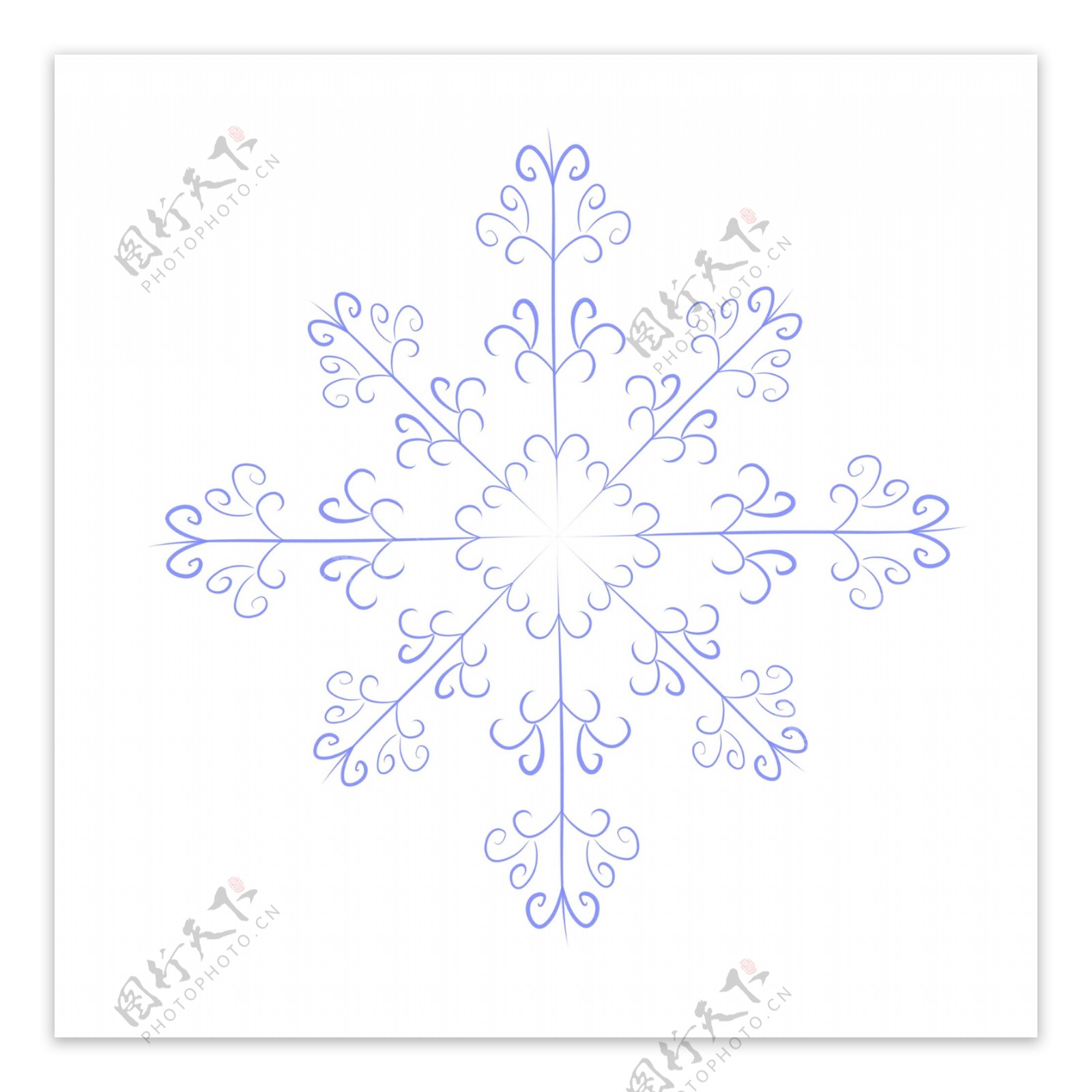 手绘小清新冬日蓝色雪花可商用装饰元素