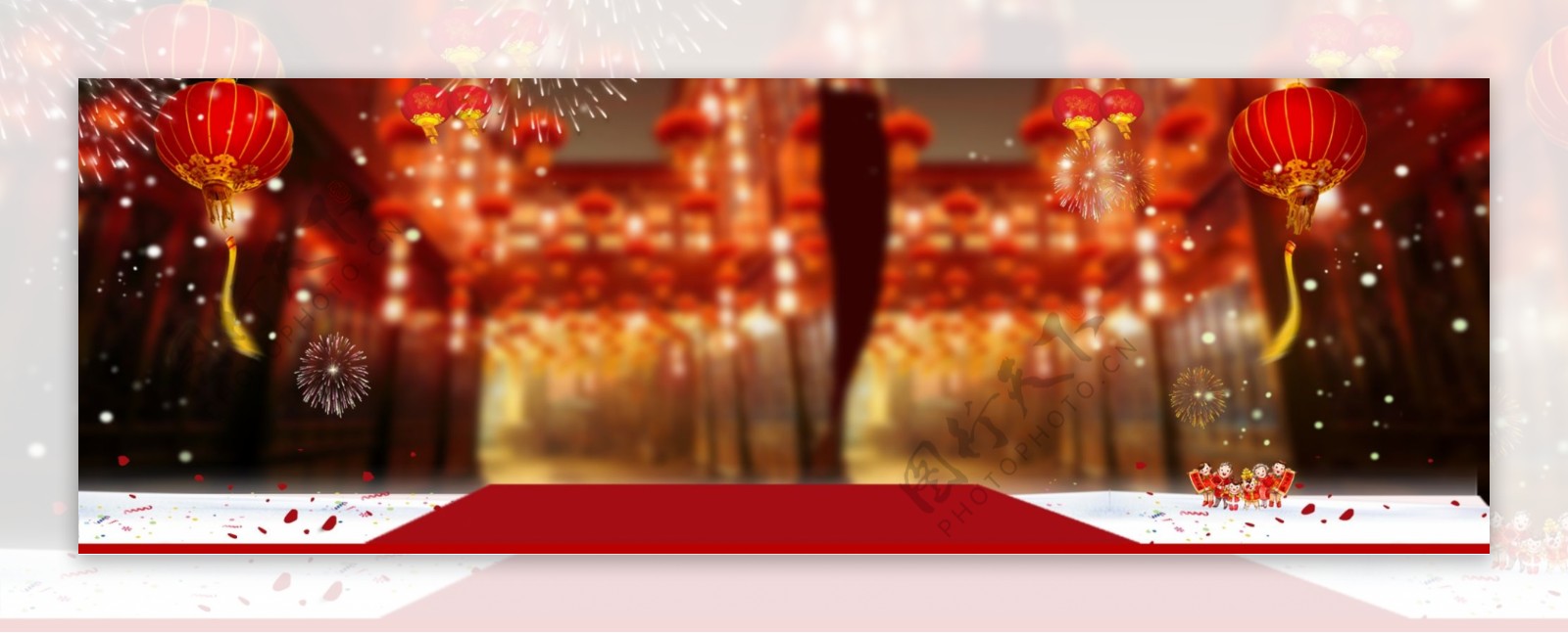 新年年货节中国风banner背景