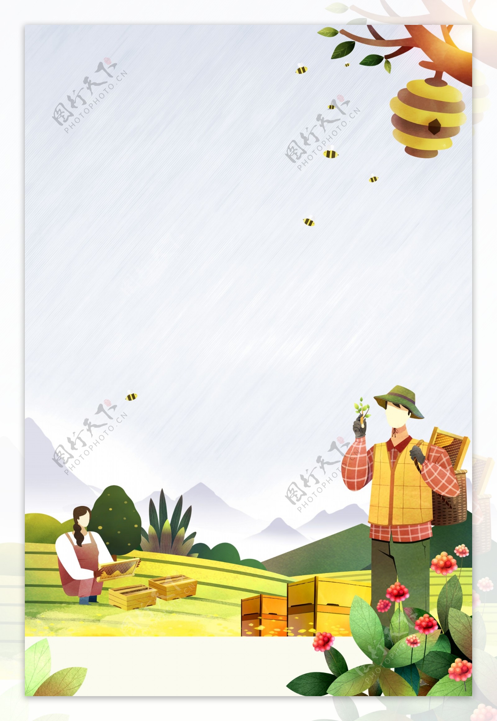 农家蜂蜜原产背景设计