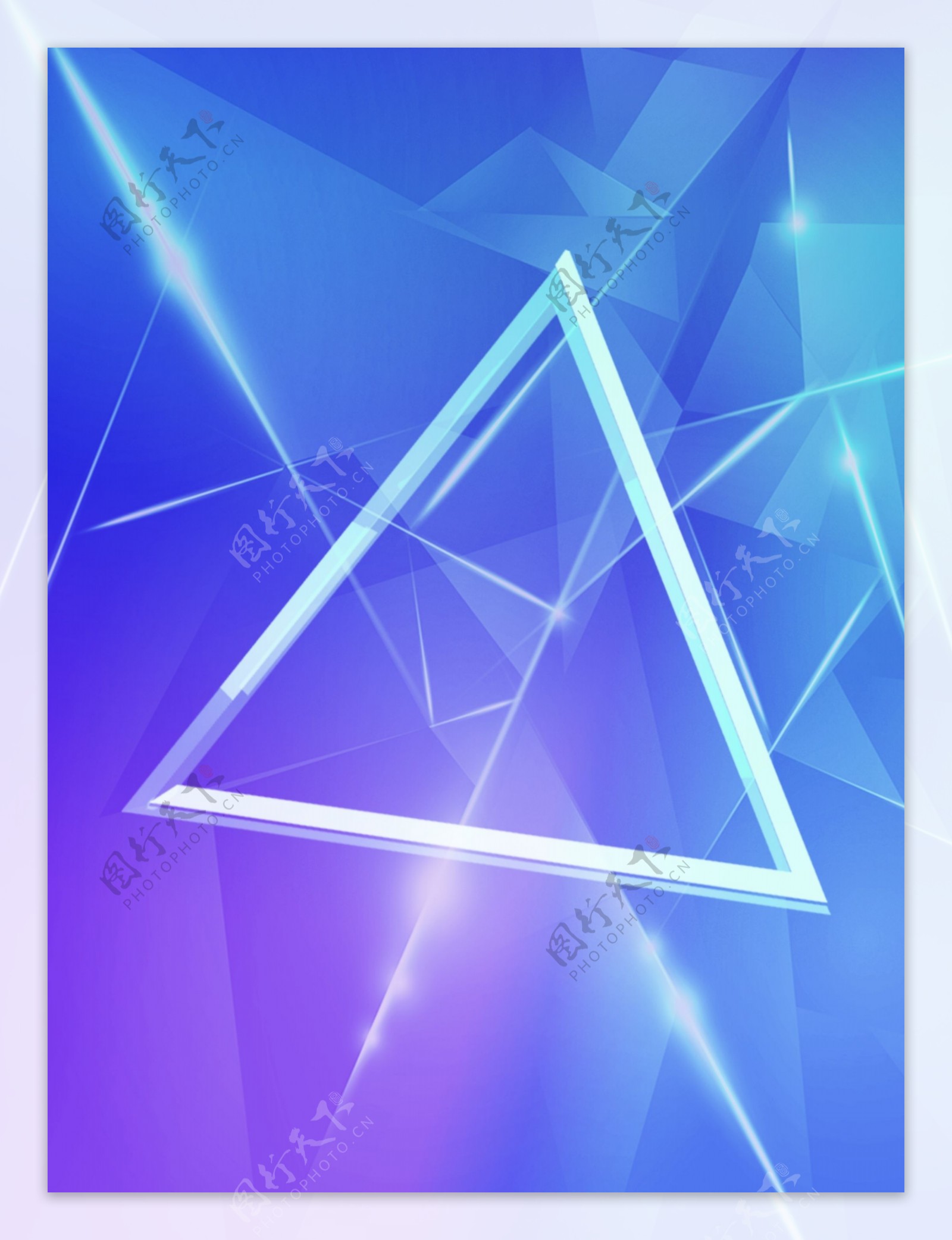 蓝色几何创意科技三角形背景