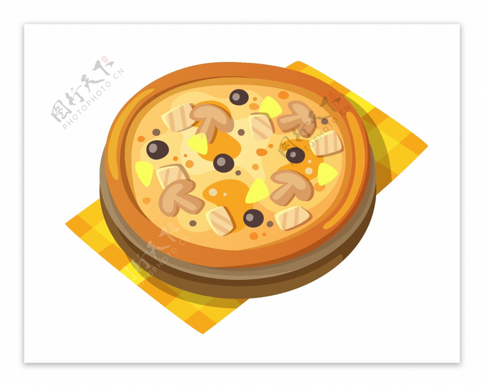 矢量黄色披萨西餐元素