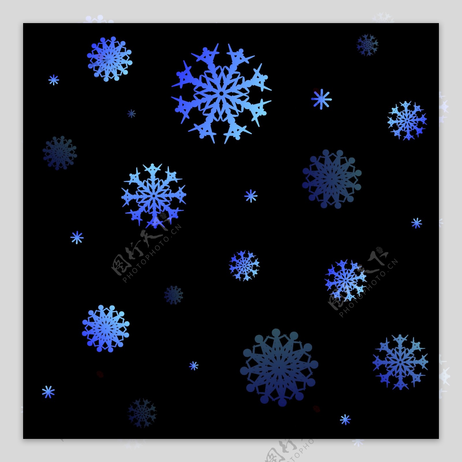 圣诞矢量蓝色漂浮雪花元素