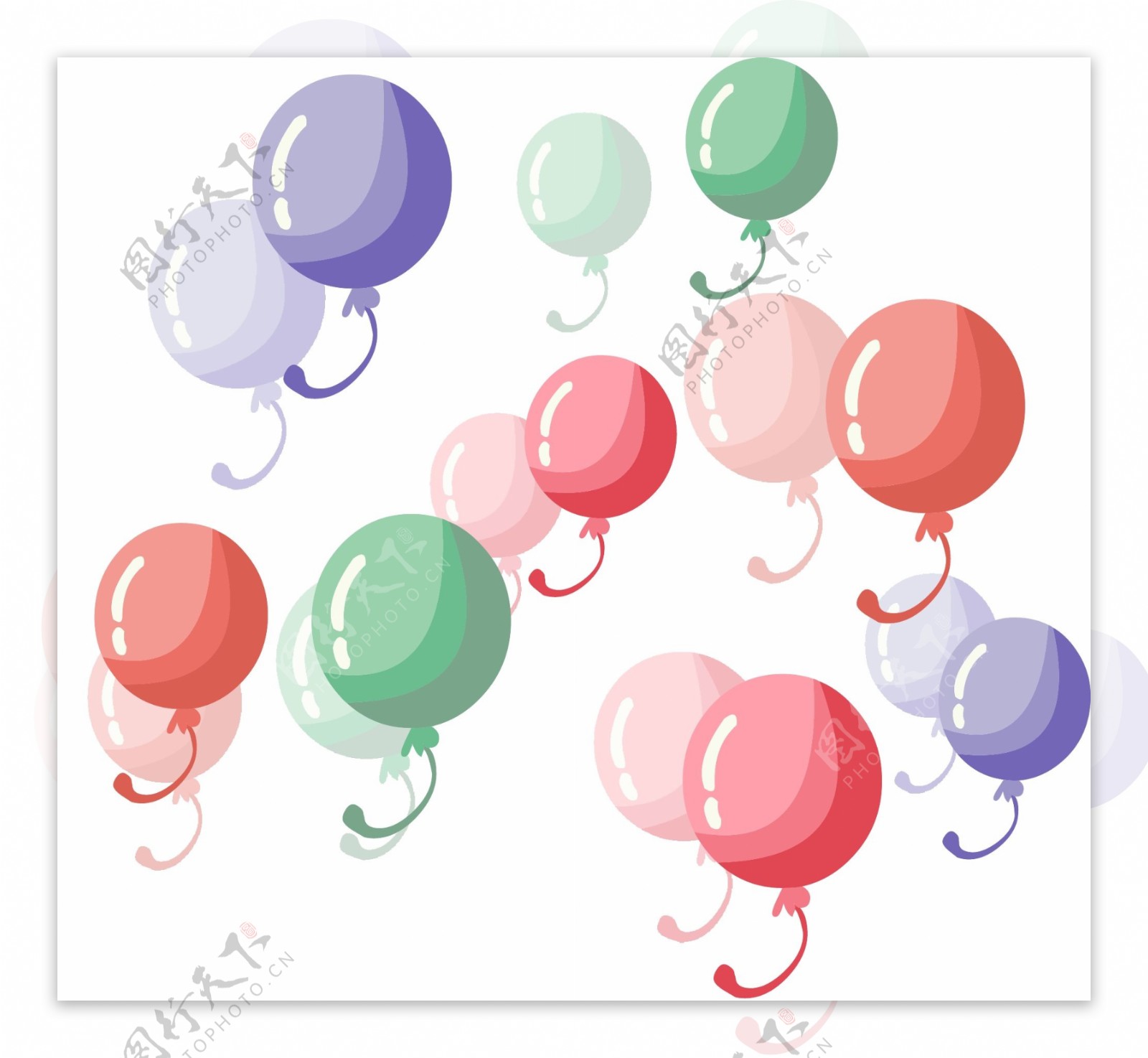 卡通手绘彩色漂浮气球