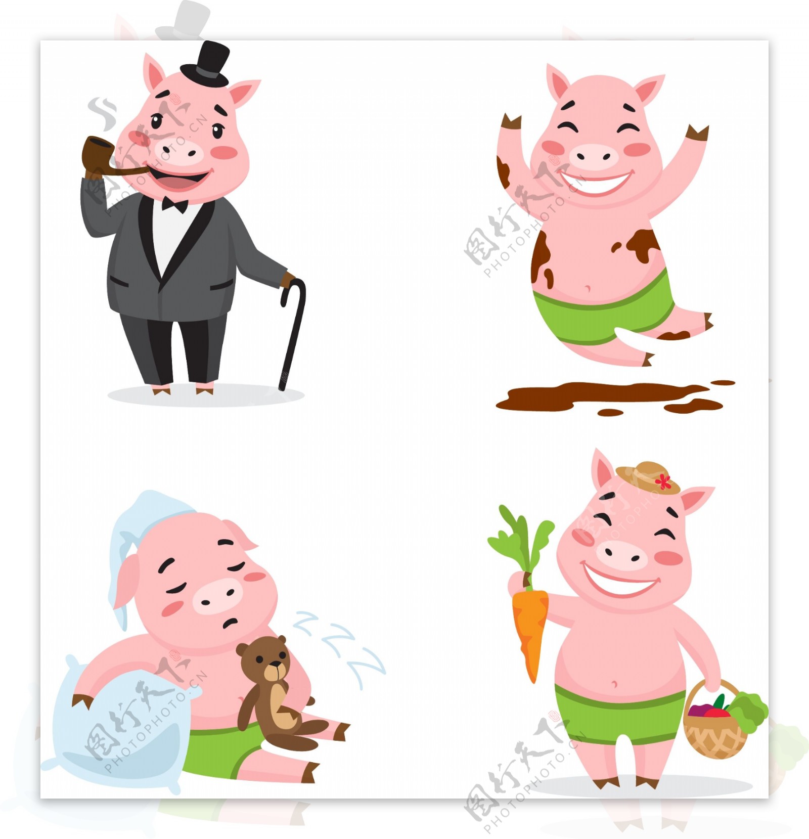 卡通可爱的猪元素