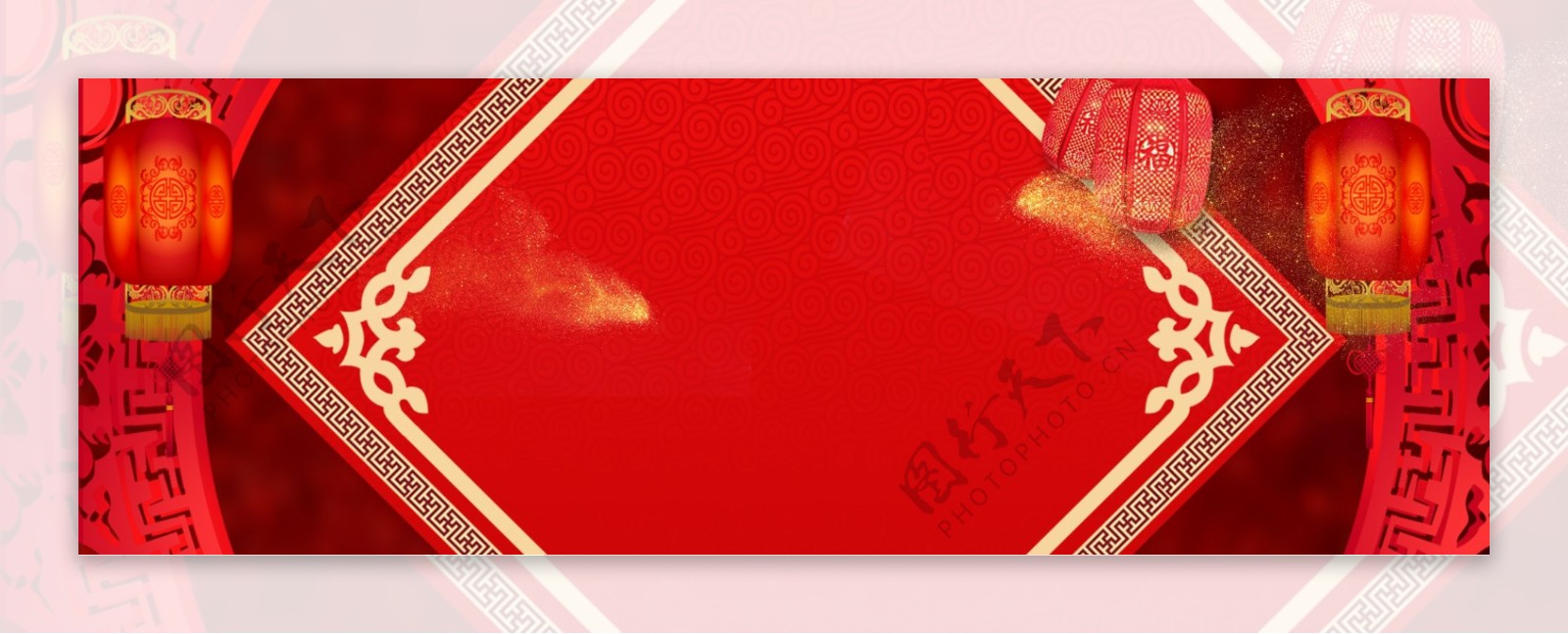 红色喜庆中国风新年中国年banner背景